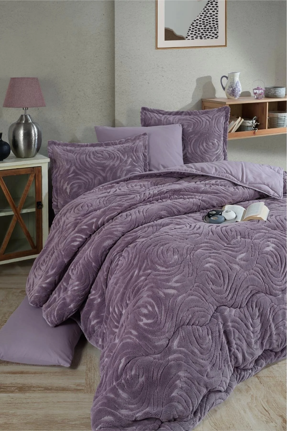 ست لحاف دو نفره بنفش SET LILA اورجینال Clasy