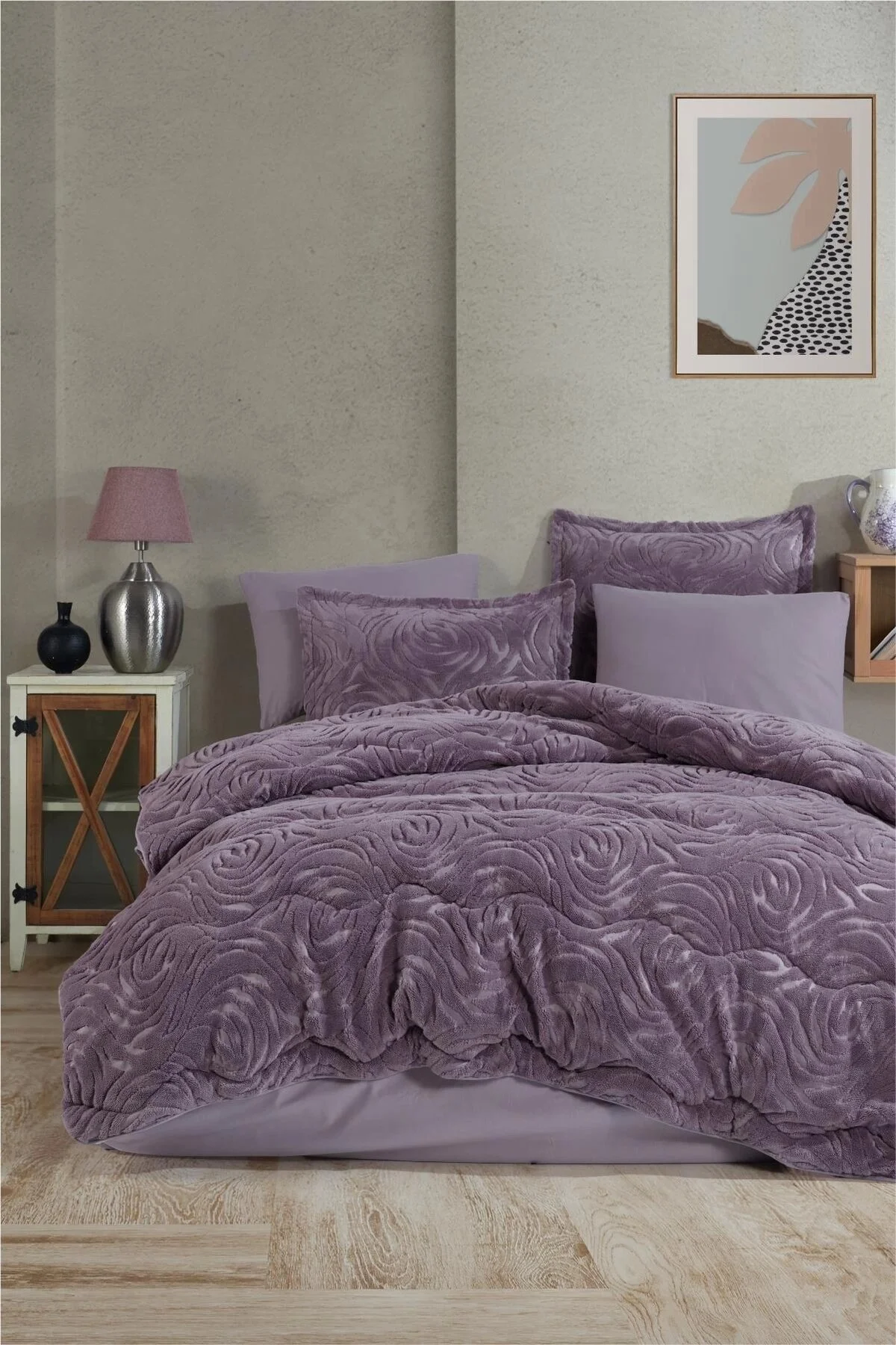 ست لحاف دو نفره بنفش SET LILA اورجینال Clasy