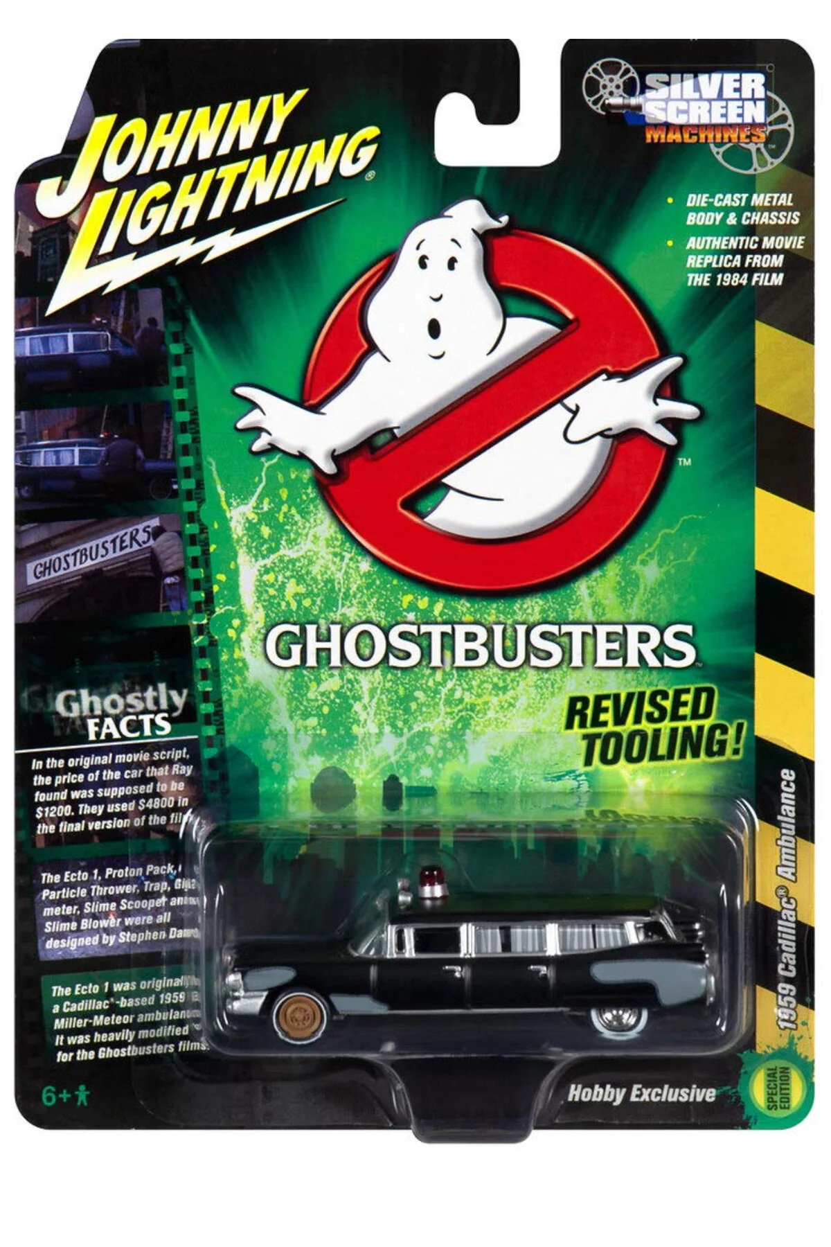 مدل خودرو 1:64 GHOSTBUSTERS 1959 CADILLAC EXCLUSIVE LIMITED EDITION هدیه کتاب SYNOVERSE اورجینال Johnny Lightning