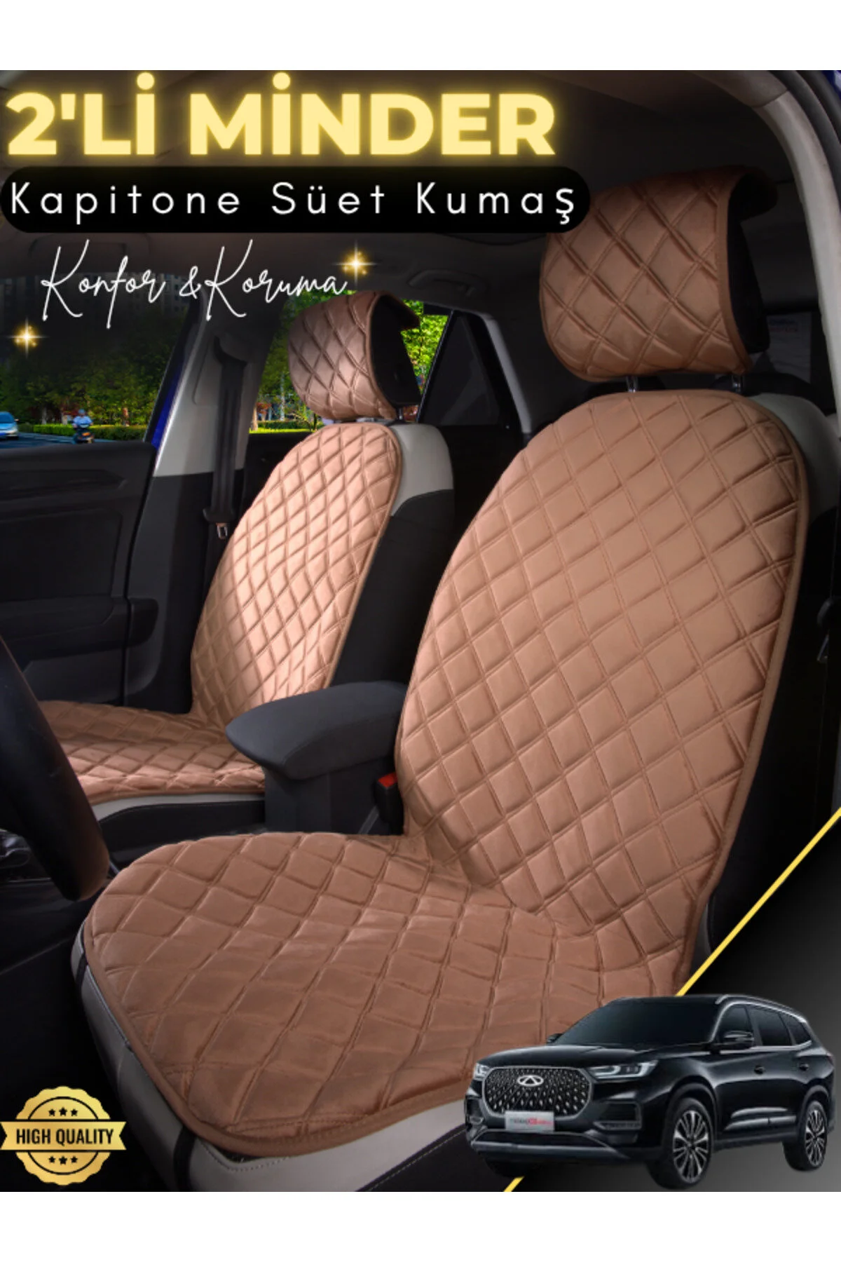 روکش صندلی خودرو کوسن ماشین جیر 2 تکه سازگار با CHERY TIGGO 8 PRO | جهانی مونتاژ سریع ضد آب A1 Genel Markalar