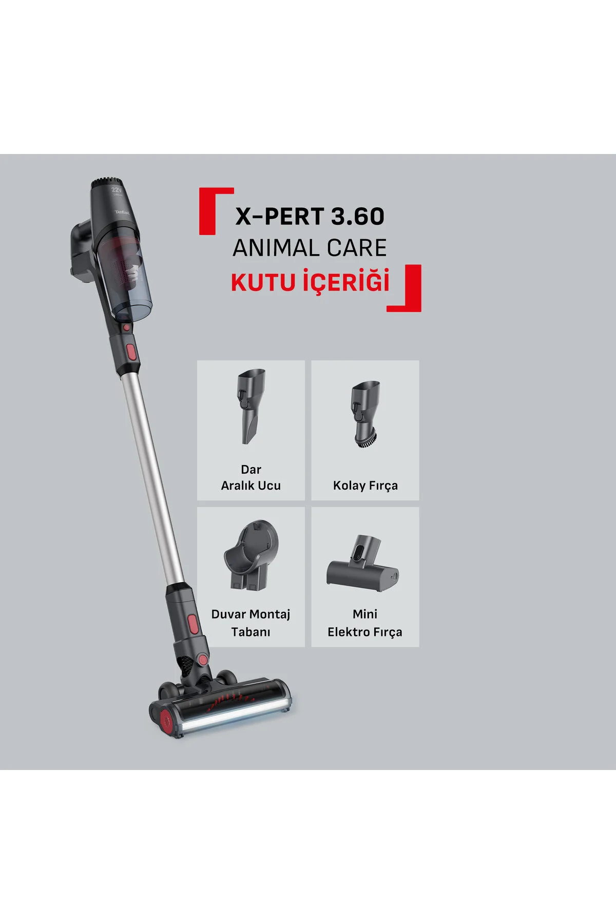 جاروبرقی ایستاده سفید شارژی 250 وات مشکی تفال ساخت TEFAL