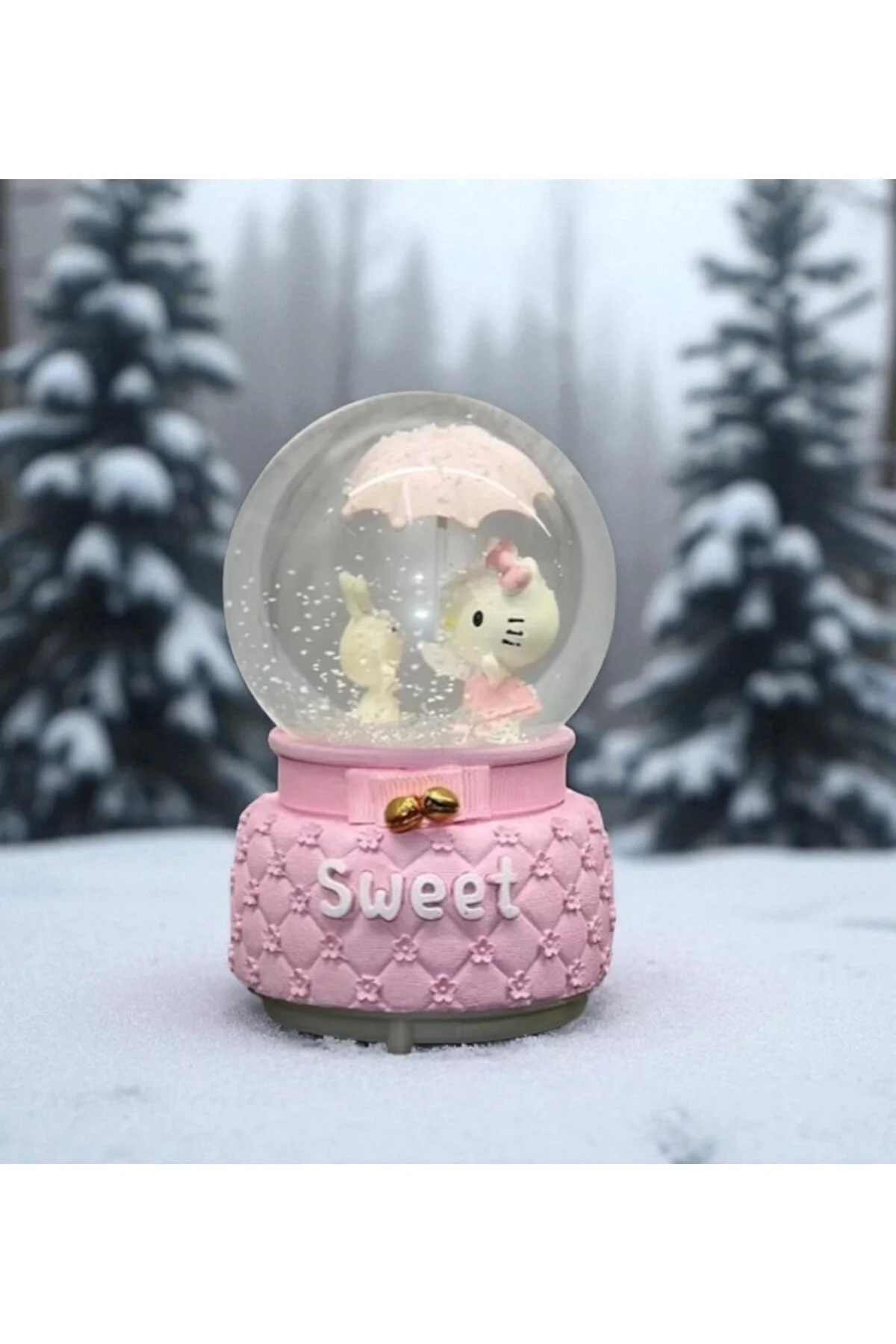 گوی برفی HELLO KITTY در حال چرخش داخل SNOW GLOBE موزیکال نورپردازی شده با سایز بزرگ VIP مفهوم سال نو از ترکیه Kuzey Tacı