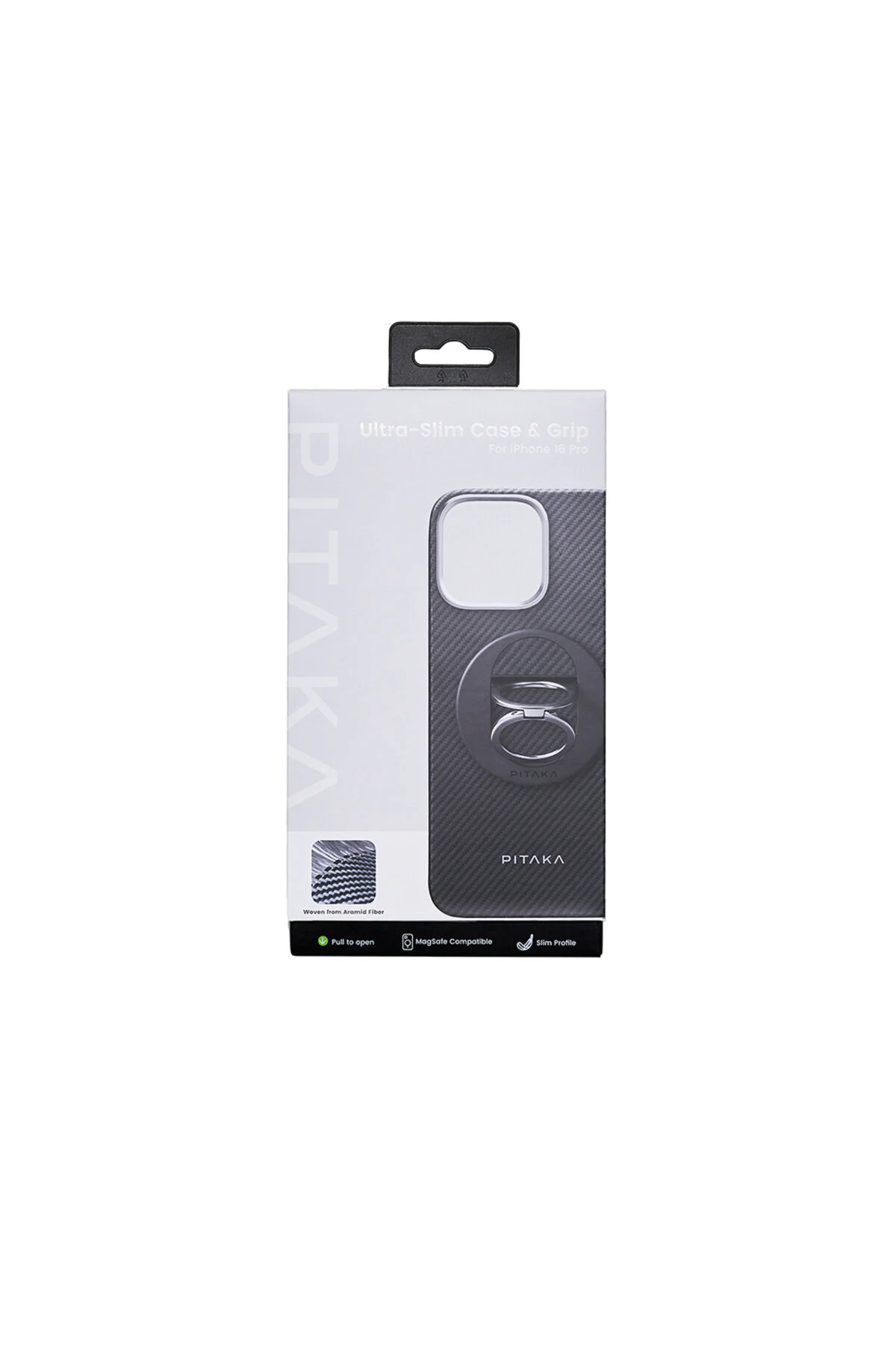 کاور و قاب IPHONE 16 PRO CASE 3 ایستاده با 600D ARAMID فیبر سیاه سفید رنگ PITAKA