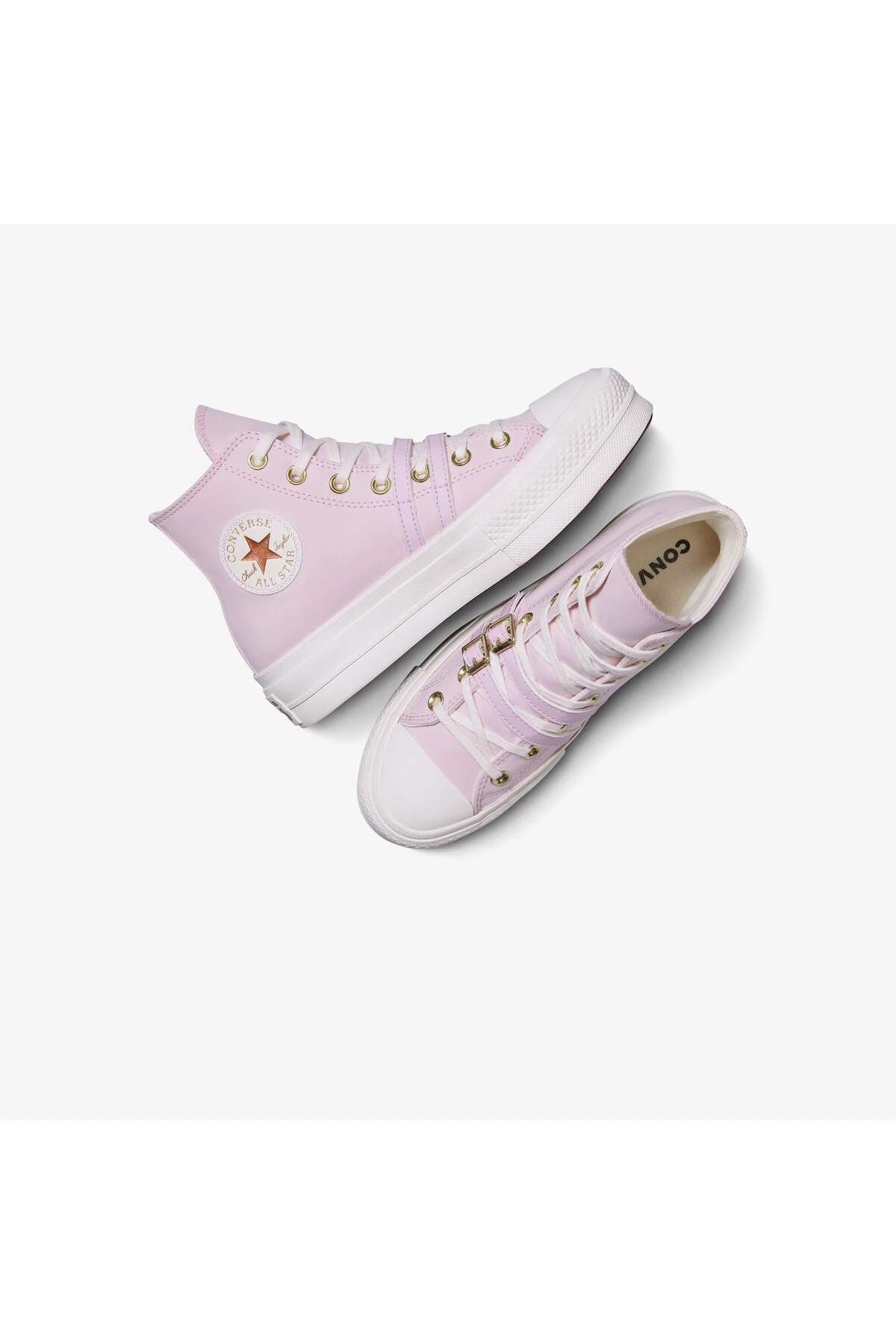 اسنیکر کفش کتانی صورتی زنانه با پلتفرم بالابر آل استار چاک تیلور کانورس Converse