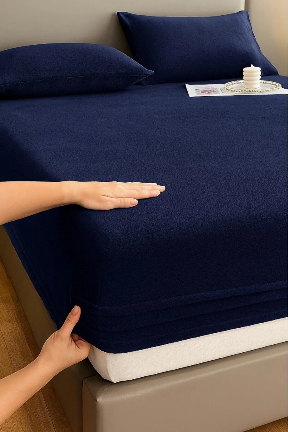 ست ملحفه دو نفره پارچه مخملی نصب شده کتانی 160X200+30 سانتی متر Mulberry