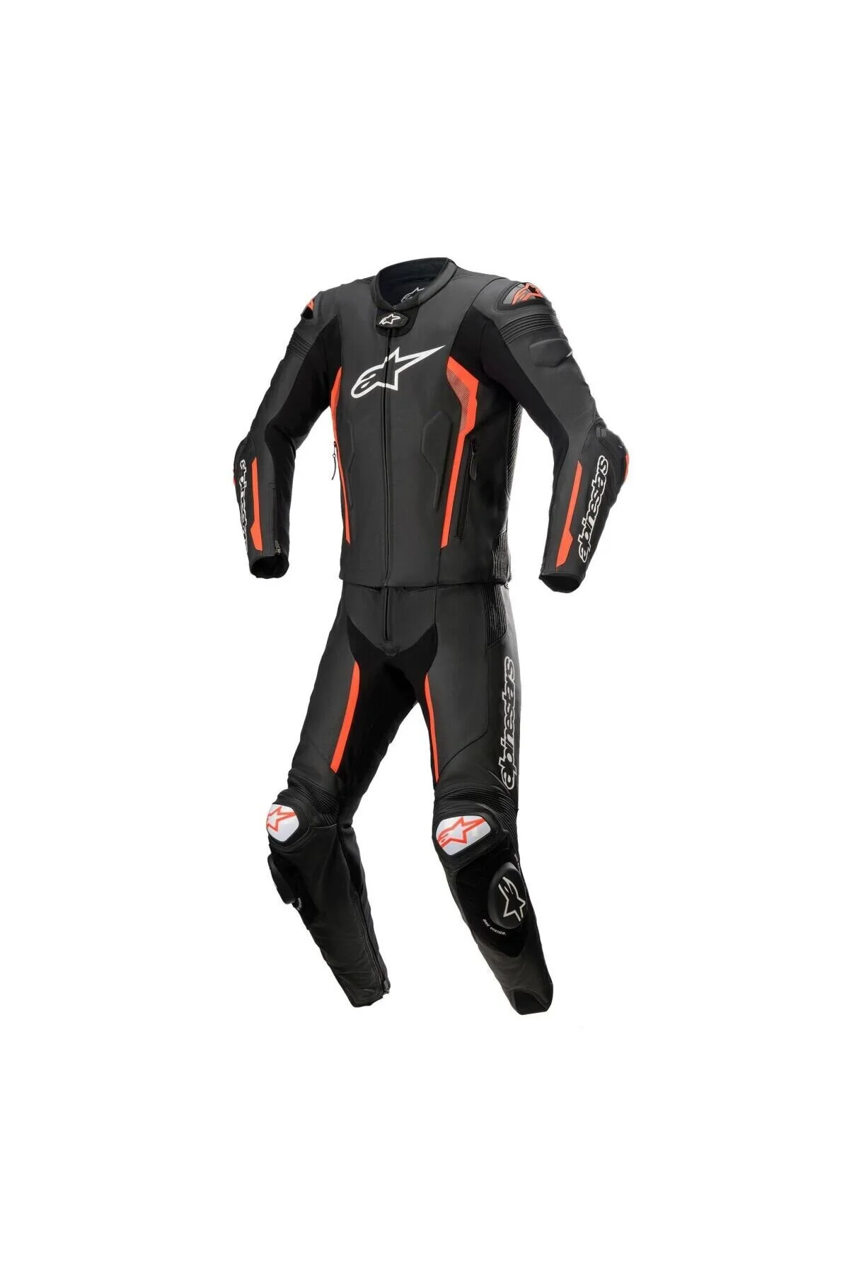 سرهمی موتورسوار مردانه و زنانه موشک V2 2 قطعه چرمی قرمز سیاه Alpinestars