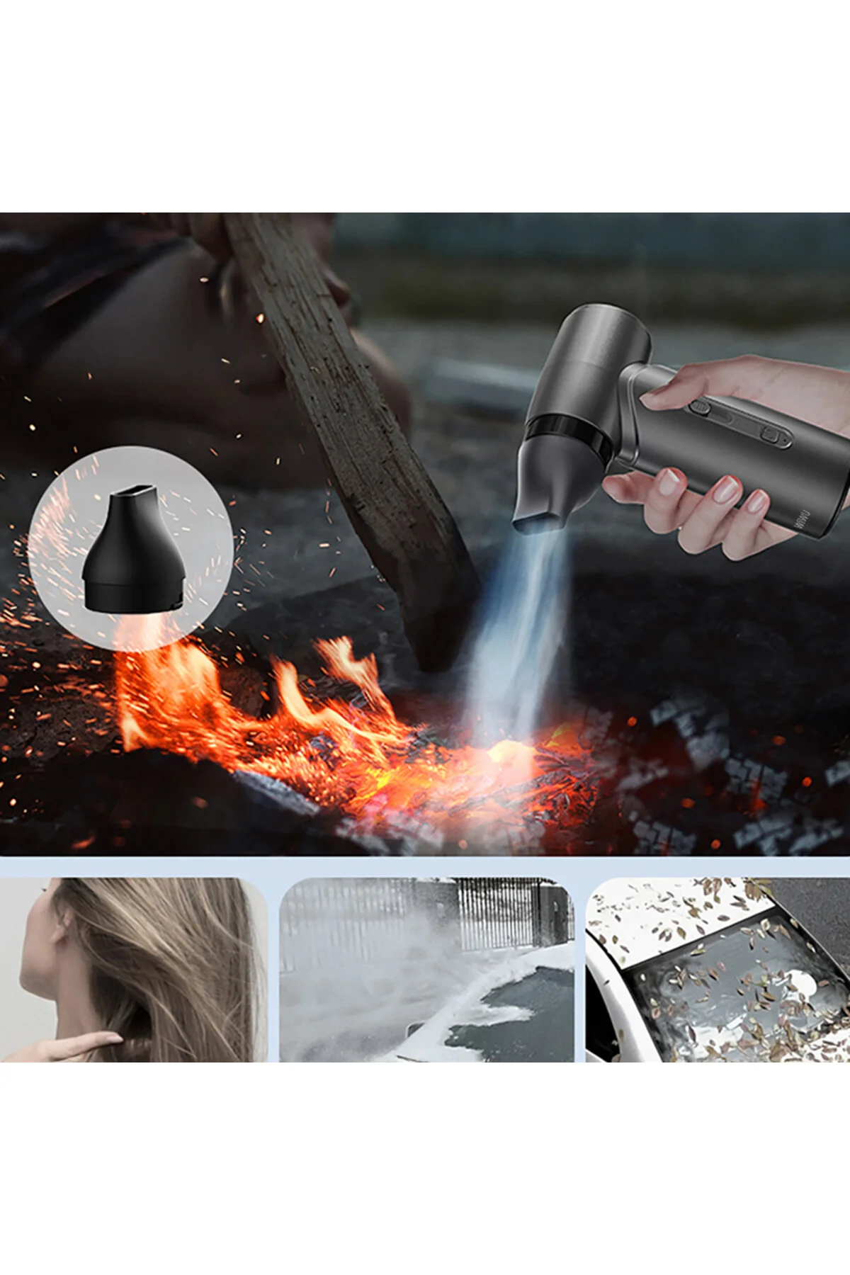 جاروبرقی داخل خودرو WI AUTO VEHICLE VACUUM CLEANER BLOWING SUCTION WACUUMING AND INFLATION 5IN1 ELECTRIC GREY WIWU