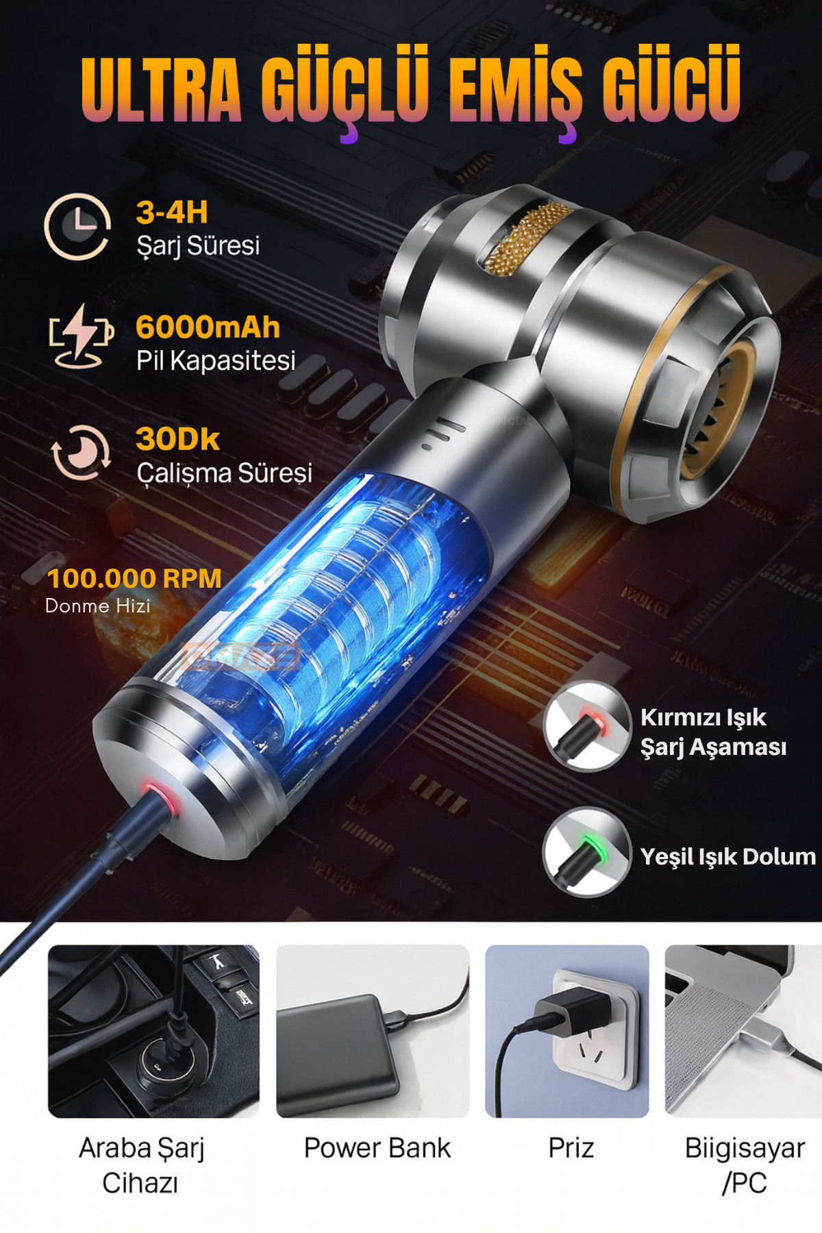 جاروبرقی داخل خودرو ایرسونیک اورجینال Teknodrone - Teknodrone - جاروبرقی داخل خودرو
