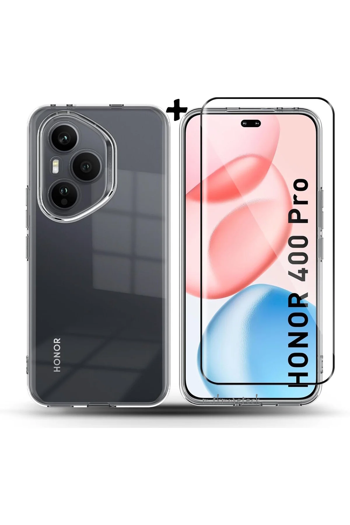کاور و قاب محافظ بیرون زده دوربین HONOR 400 PRO سیلیکون شفاف + صفحه نمایش 5 بعدی ست شیشه ای 1ER m.tk moveteck
