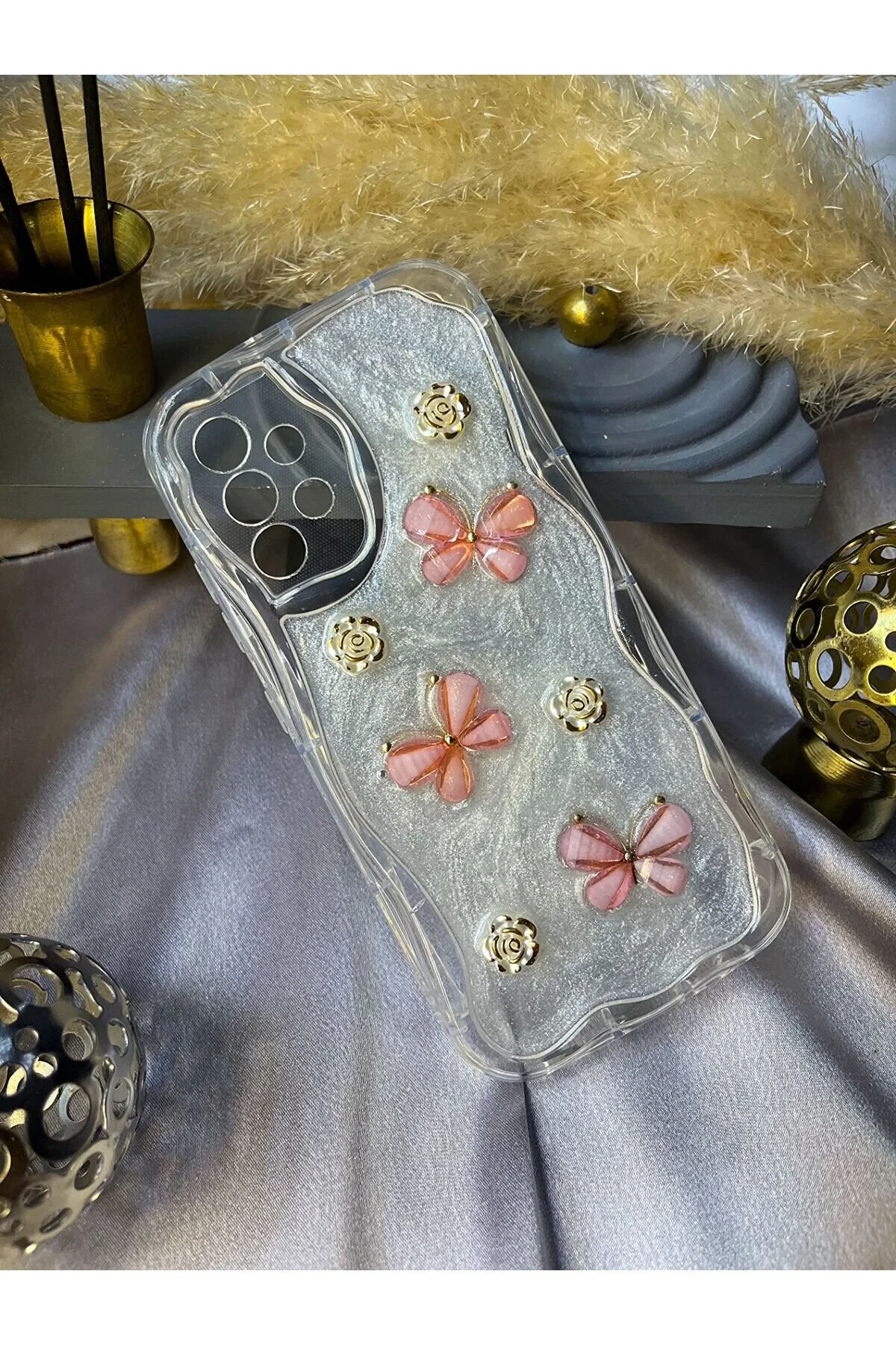 کاور و قاب محافظ گلکسی A13 4G سازگار با دوربین پروانه گل برجسته ممتاز Rivor