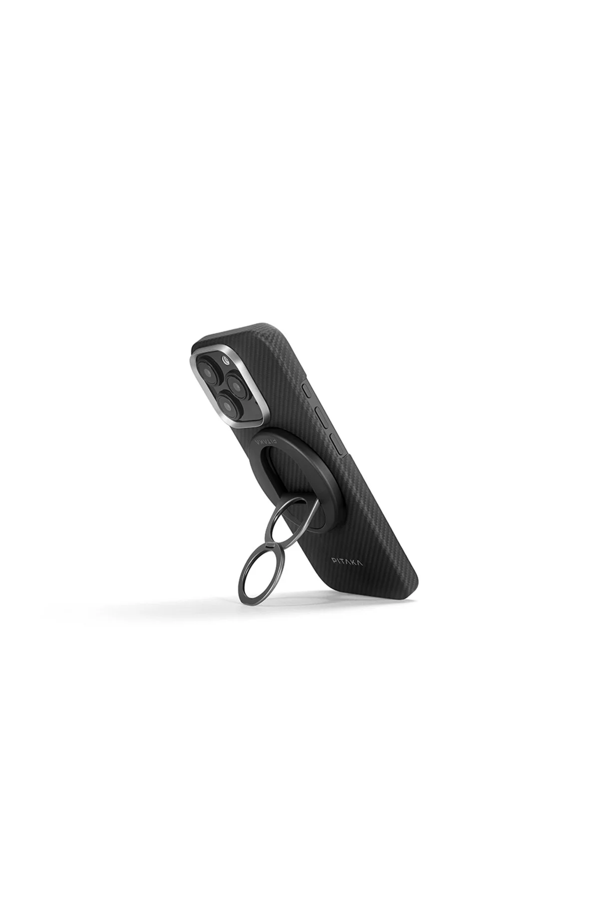 کاور و قاب IPHONE 16 PRO CASE 3 ایستاده با 600D ARAMID فیبر سیاه سفید رنگ PITAKA