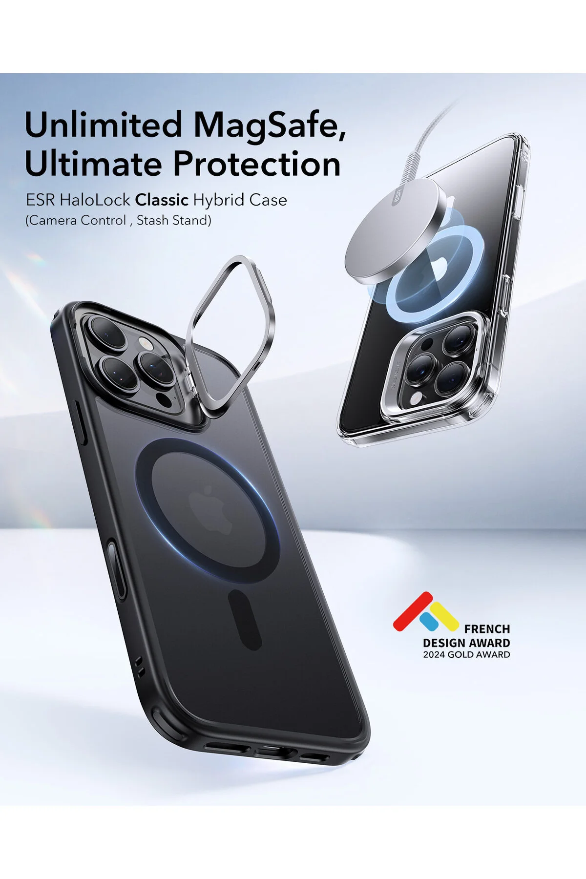 کاور و قاب سیلیکونی پایه هیبریدی کلاسیک ایفون 16 پرو مکس HALOLOCK MAG SAFE دکمه کنترل دوربین ESR