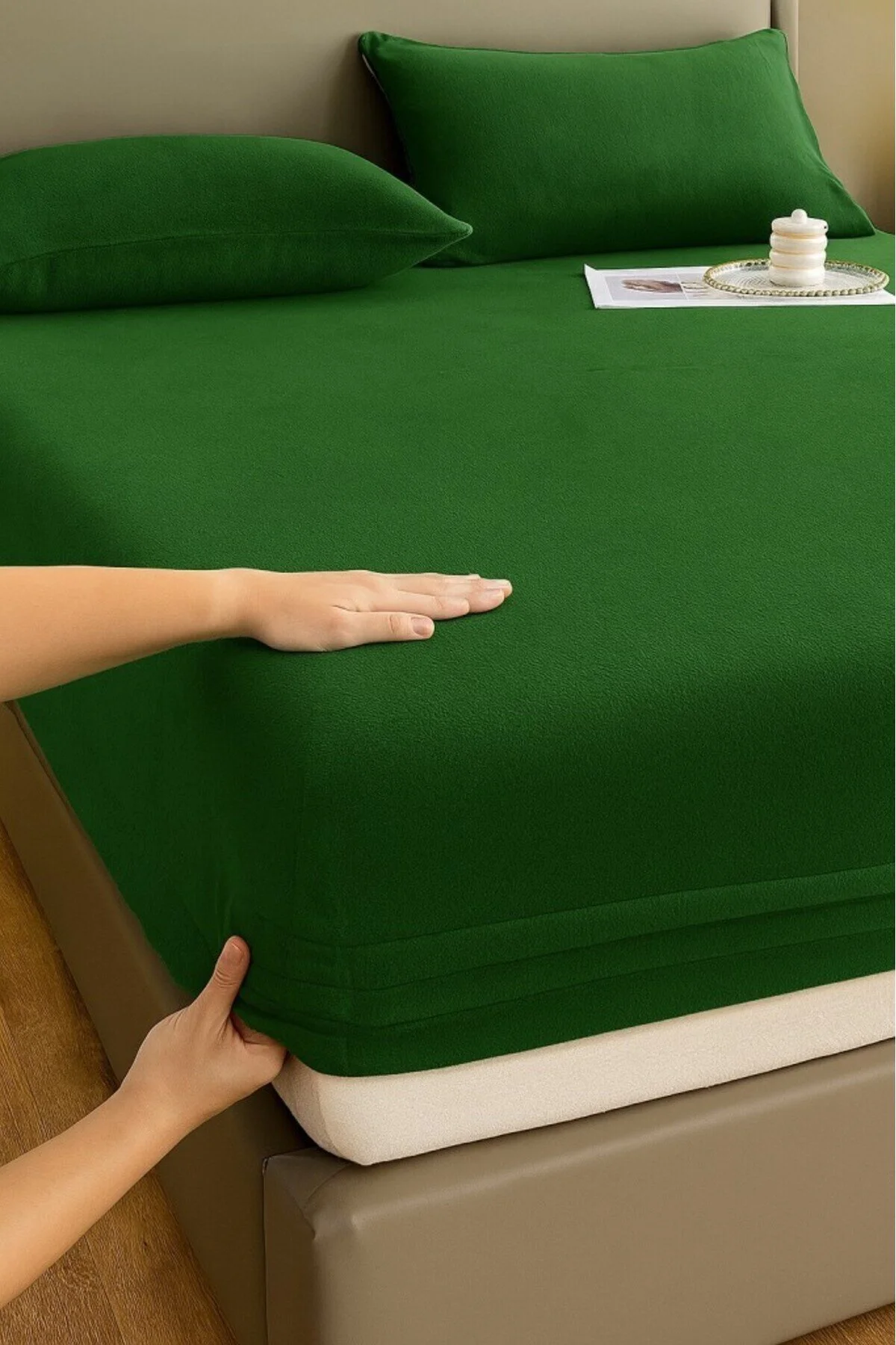 ست ملحفه دو نفره پارچه مخملی نصب شده کتانی 160X200+30 سانتی متر Mulberry
