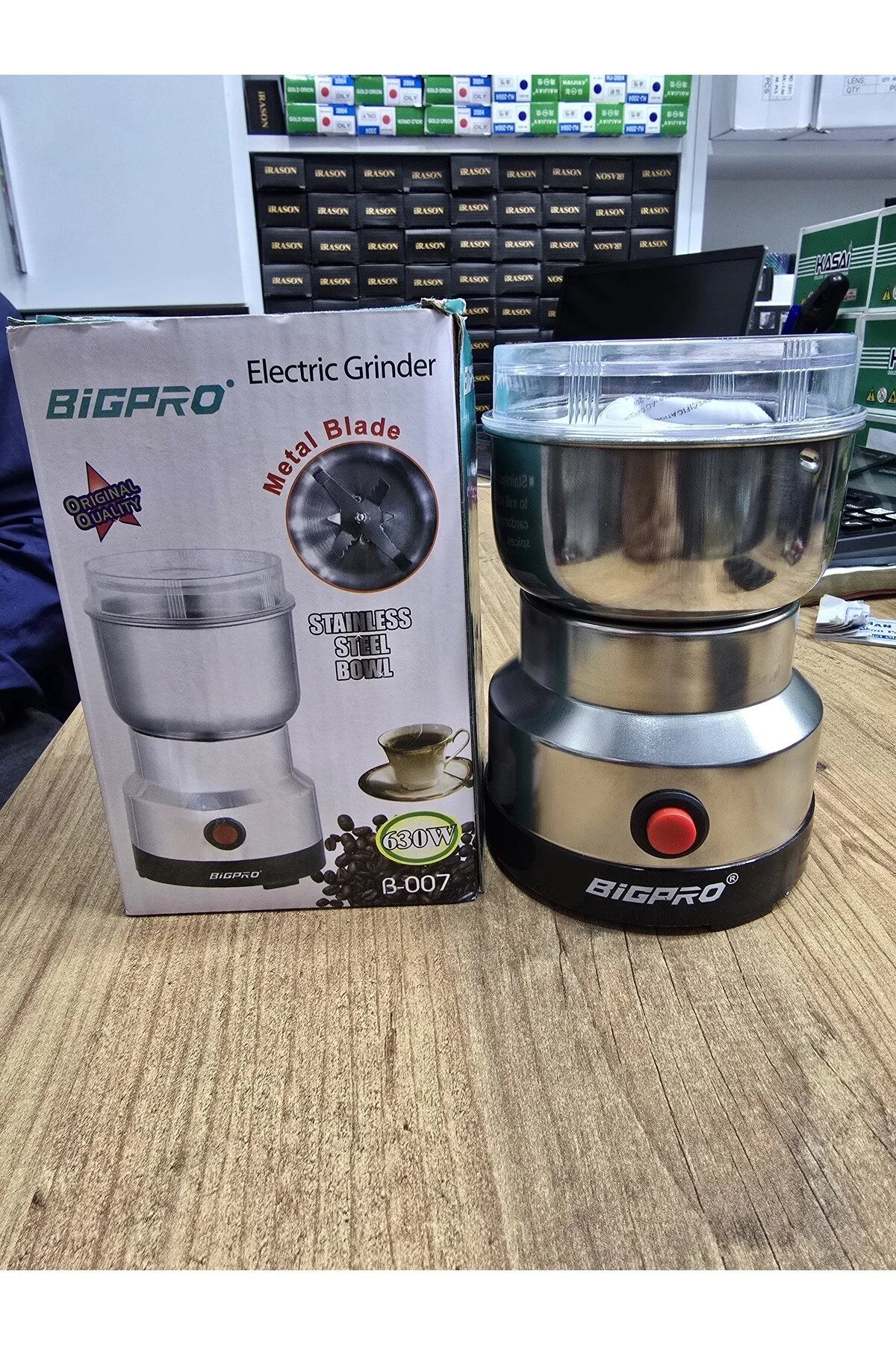 آسیاب قهوه الکترونیکی و ادویه تیغه استیل 4+2 مدل جدید. اورجینال Bigpro