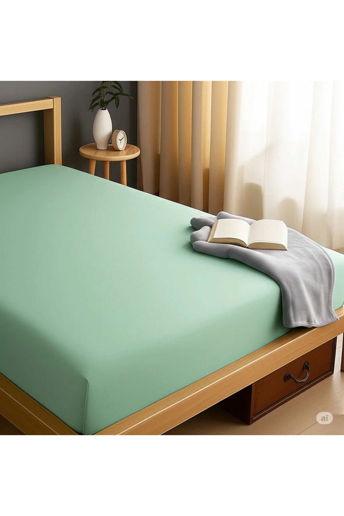 ست ملحفه یک نفره ورق های لاستیکی تنها 100X200 سانتی متر نعنا سبز | غیر اسلیپ نرم و آسان استفاده Vivesta Home