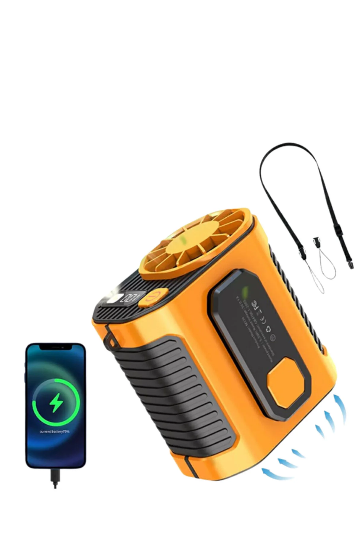 فن قابل حمل توربو با صفحه نمایش دیجیتال USB TYPE C 3 حالت خنک کننده fantastik store