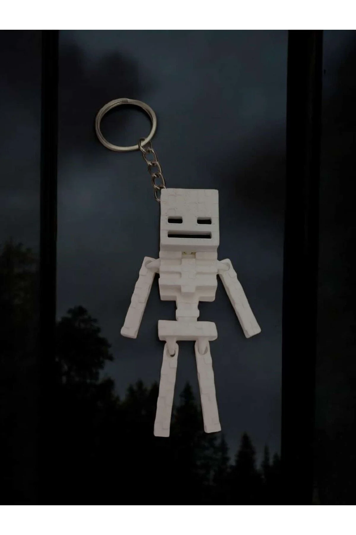 جاکلیدی سه بعدی MINECRAFT SKELETON – رنگ سفید | لوازم جانبی با تم بازی بادوام و سبک cizge3d