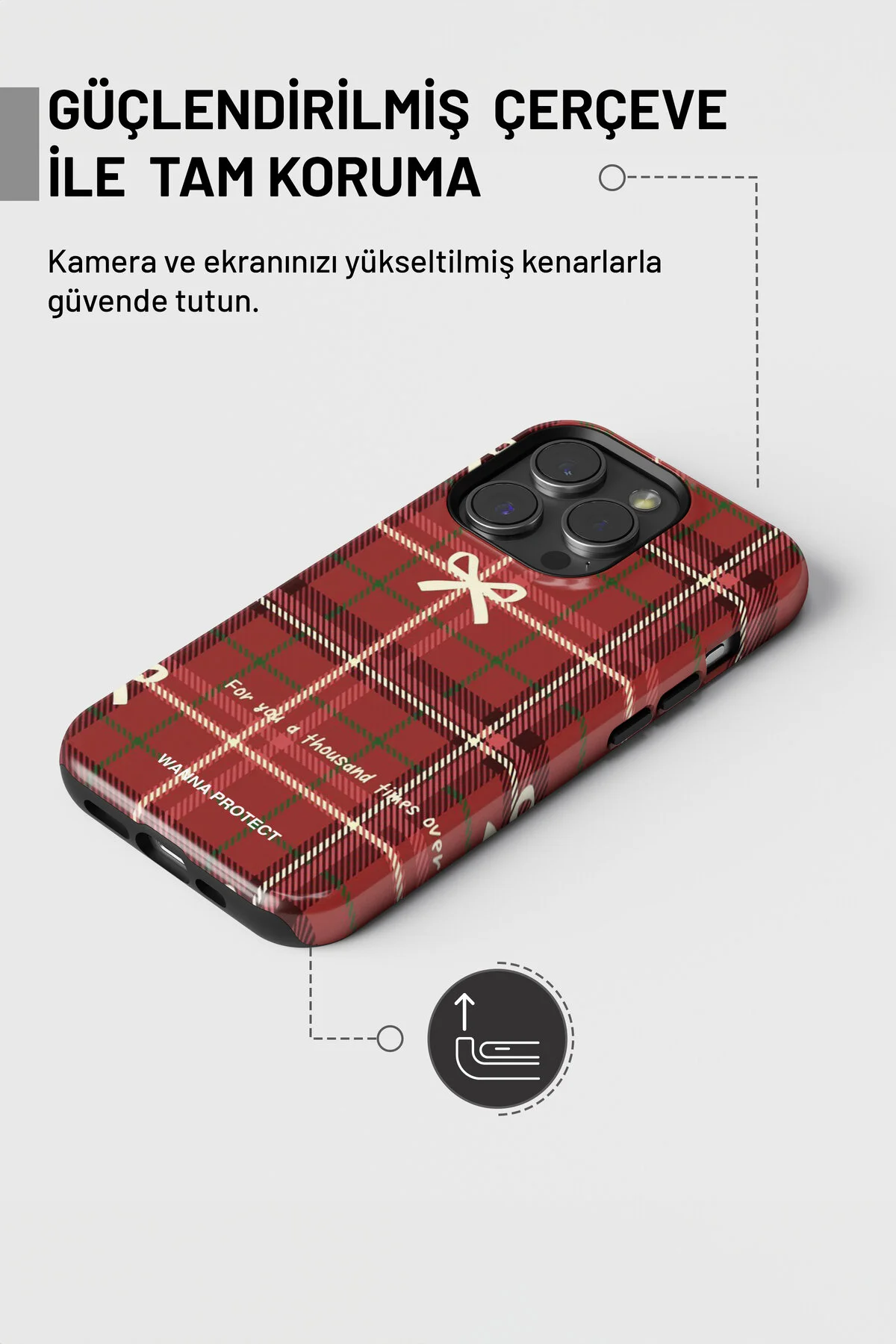کاور و قاب محافظ ضربه گیر دولایه آیفون 16 پاپیون شطرنجی براق SUPERIOR WANNA PROTECT