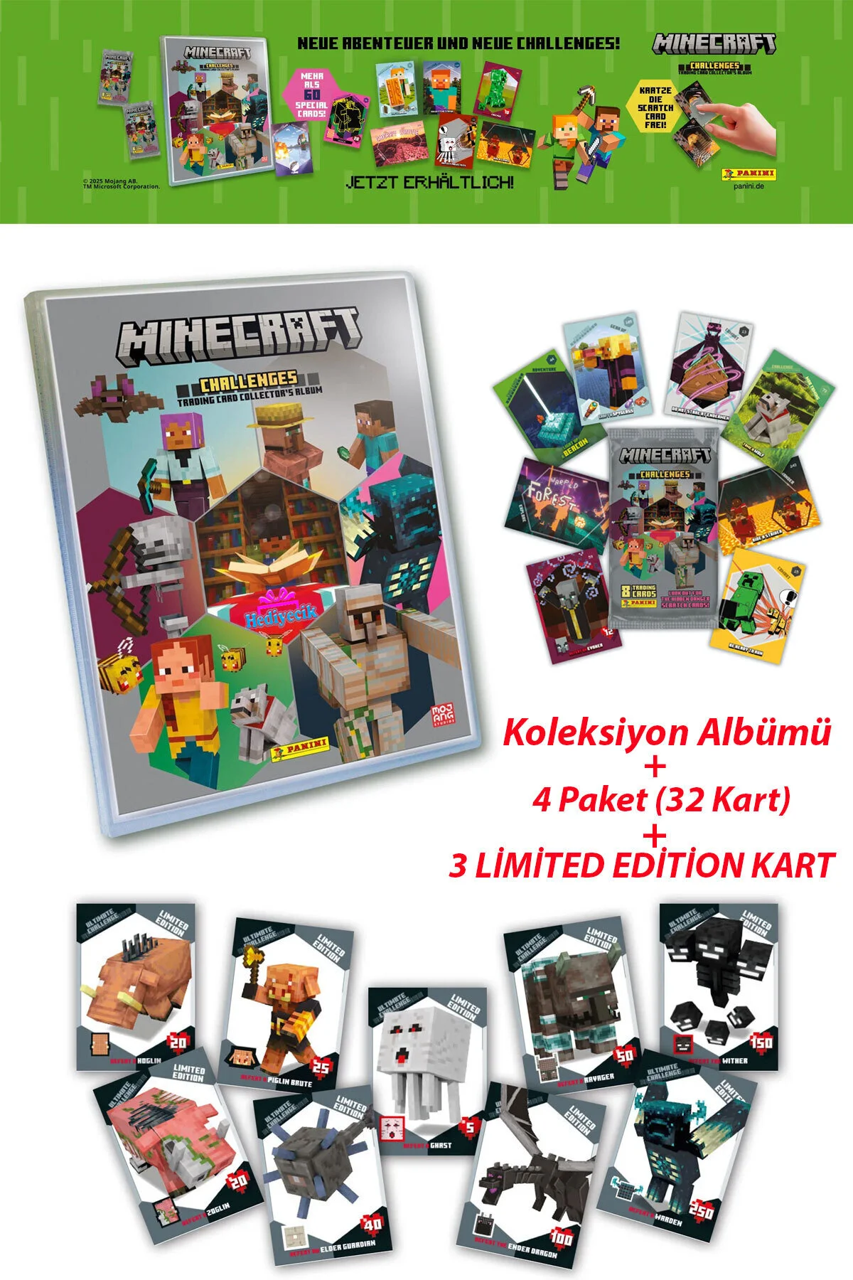 اسباب بازی های آموزشی مجموعه آلبوم کارت PANINI MINECRAFT CHALLENGES COLLECTION hediyecik