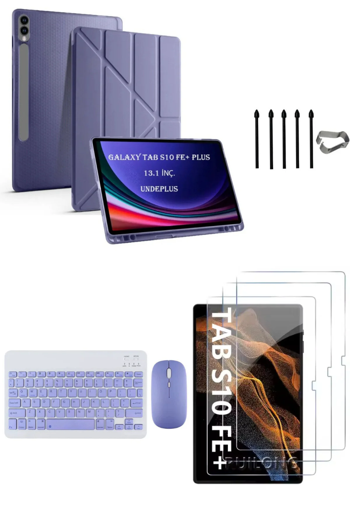 کاور تبلت SAMSUNG GALAXY TAB S10 FE+ PLUS ORIGAMI CASE + موس کیبورد نوک یدکی قلم S محافظ صفحه نمایش اسطوخودوس Covpor