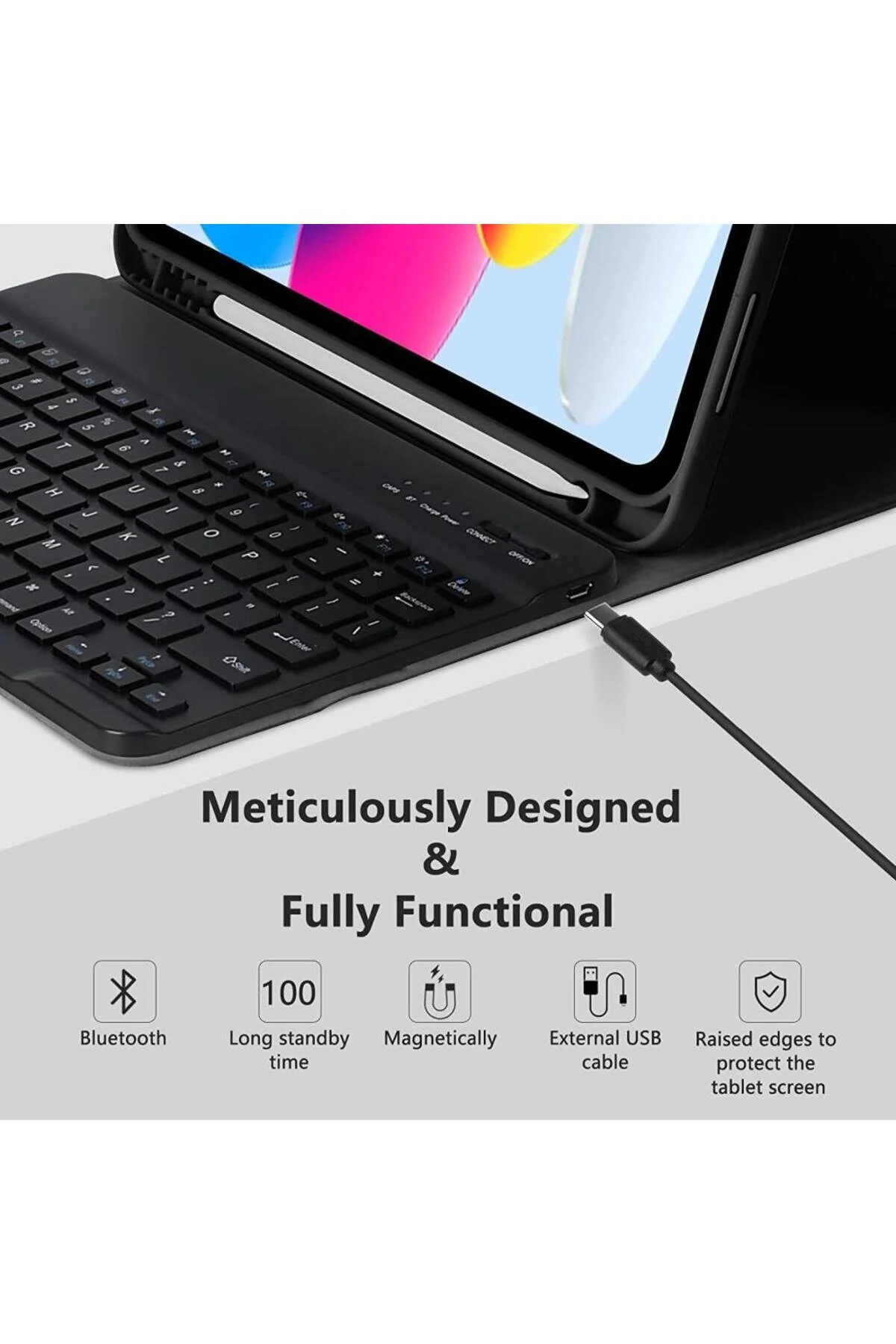 کاور تبلت قاب 11 اینچی REDMI PAD SE شیائومی با صفحه‌کلید بی‌سیم ترکی MOBAX UnDePlus