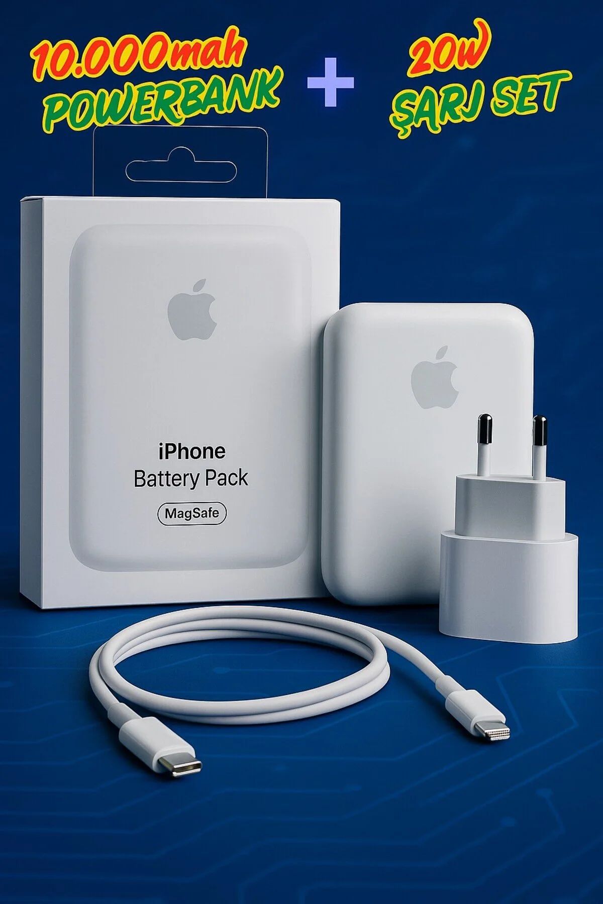 پاوربانک IPHONE 10000 MAH MAGSAFE + ست شارژ سریع 20 واتی IOS 7 8 X 11 12 13 14 15 16 سازگار اورجینال L'eDoren