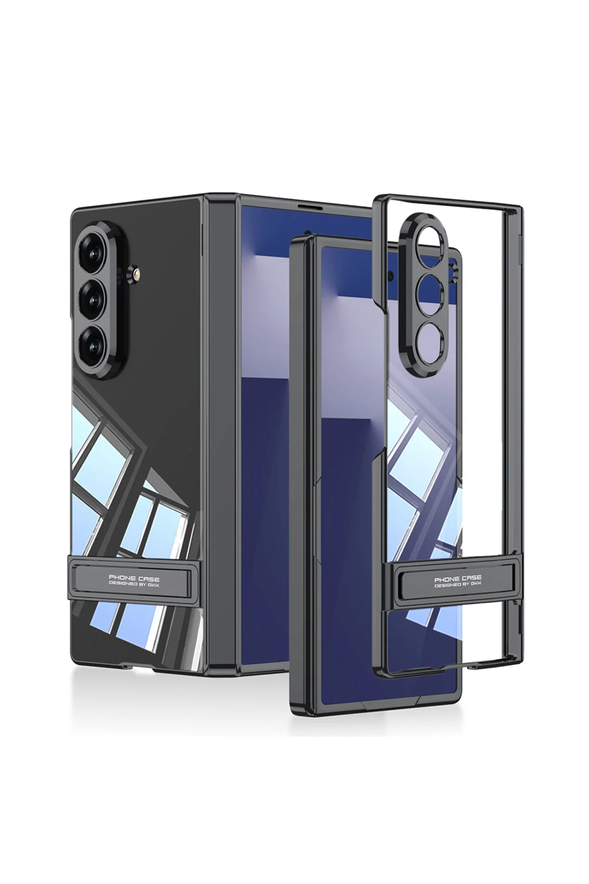 کاور و قاب سامسونگ GALAXY Z FOLD 7 CASE L ایستاده با لبه رنگارنگ مغناطیسی پشت دوربین محافظت شده کاملاً شفاف m.tk moveteck
