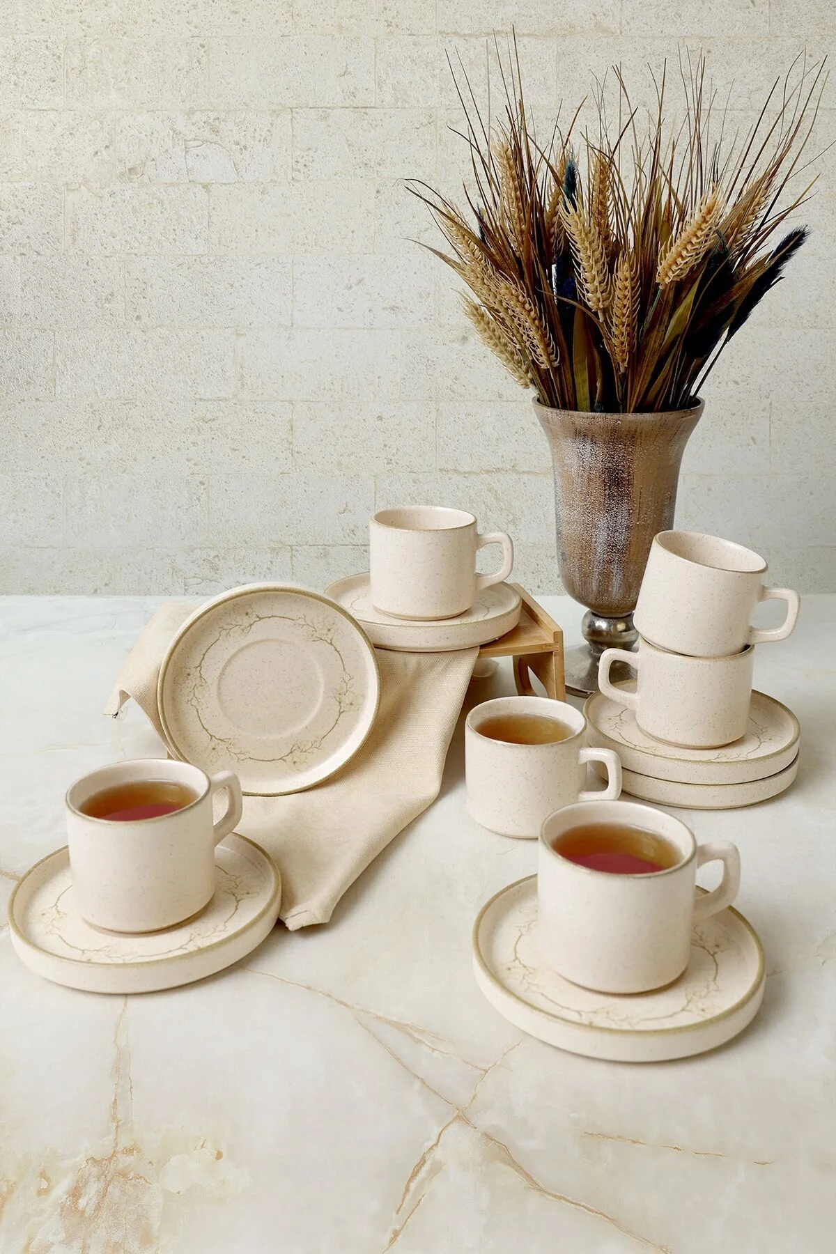 فنجان چای TAUPE BLOOM STACKABLE TEA مجموعه 12 قطعه 6 نفر 22520 28 Keramika