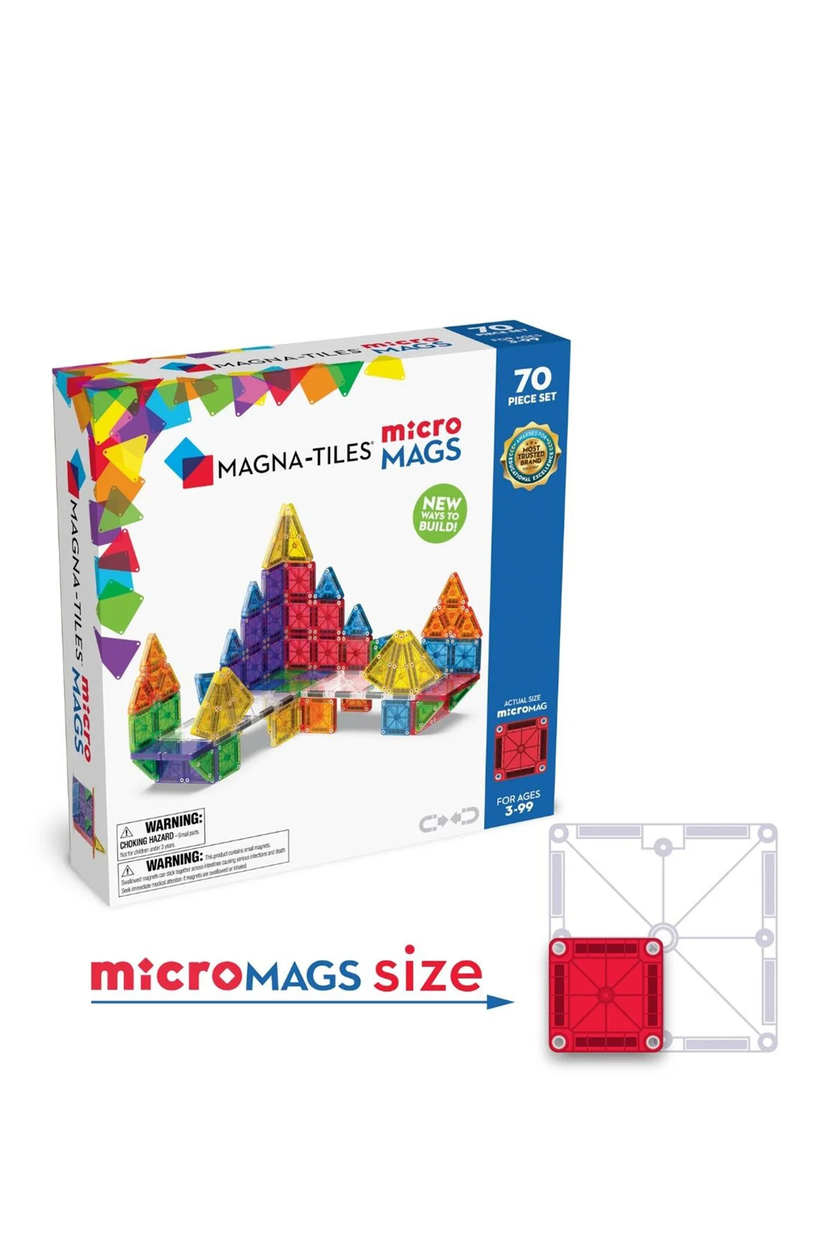 ست بازی دخترانه و پسرانه بچگانه مجموعه کودکان 70 قطعه MICROMAGS Magna Tiles