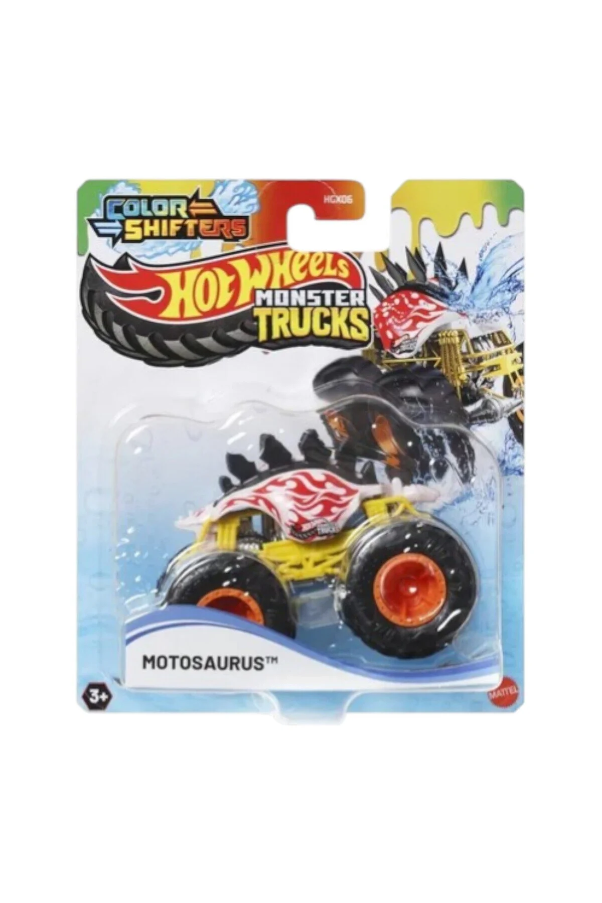 ماشین اسباب بازی MONSTER TRUCKS اتومبیل هایی که رنگ را در MOTOSAURUS WATER تغییر می دهند HOT WHEELS