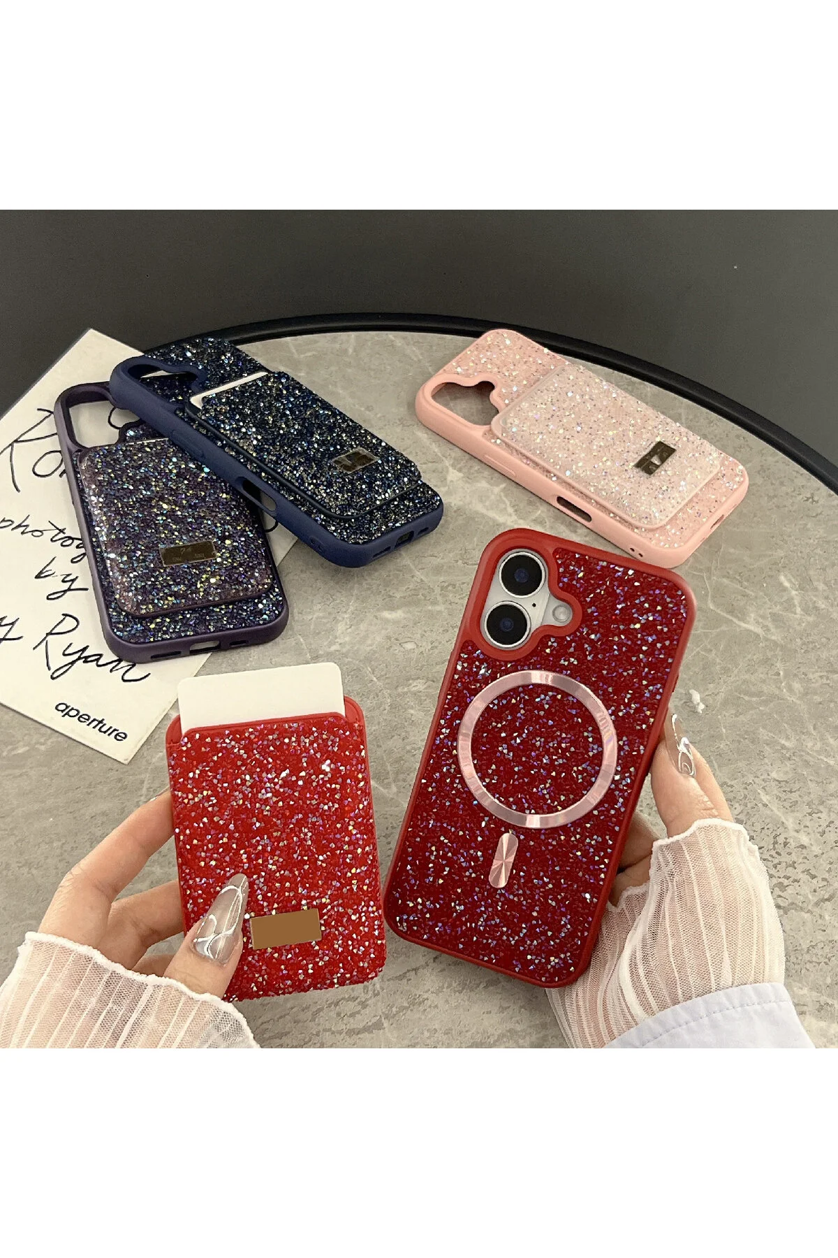 کاور و قاب MAGSAFE STONE براق سازگار با IPHONE 16 PRO WALLET SUPPO