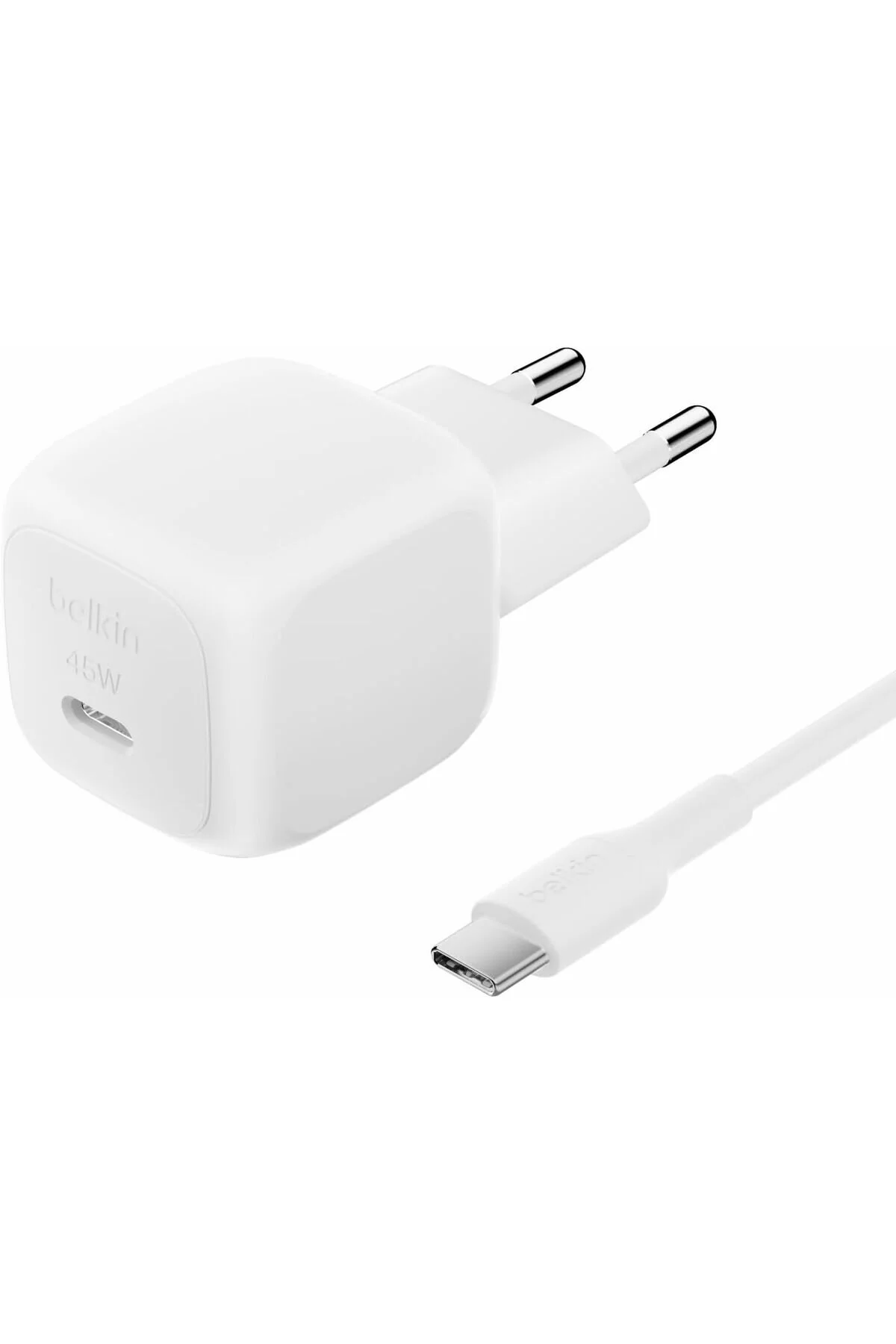 آداپتور شارژ دستگاه سریع جمع و جور 45 W + USB C کابل سفید Belkin