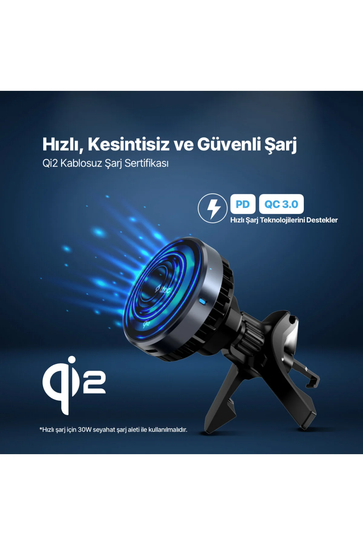 شارژر بی سیم AIRCHARGER DRIVE PRO QI2 MAGSAFE دارای 15W آیفون 12 13 11 15 حداکثر فن سازگار Ttec