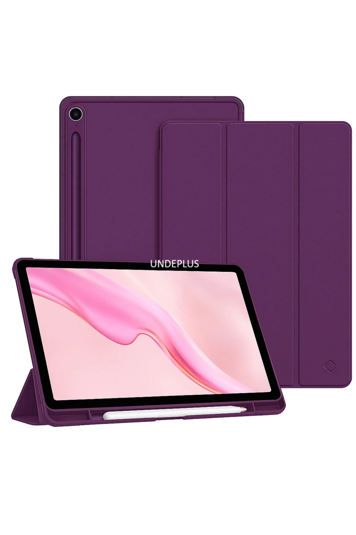 کاور تبلت SAMSUNG GALAXY TAB S10 FE+ PLUS FLIP CASE بنفش + موس کیبورد نوک یدکی قلم S محافظ صفحه Covpor