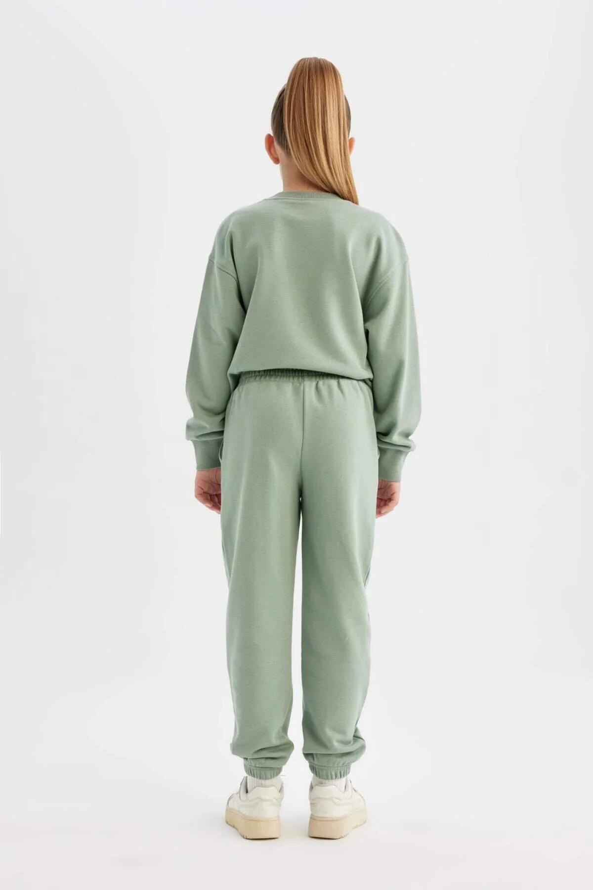 شلوار گرمکن سبز دخترانه و بچگانه کمر طرح دار دختران Jogger School With Pocket Six دفاکتو Defacto