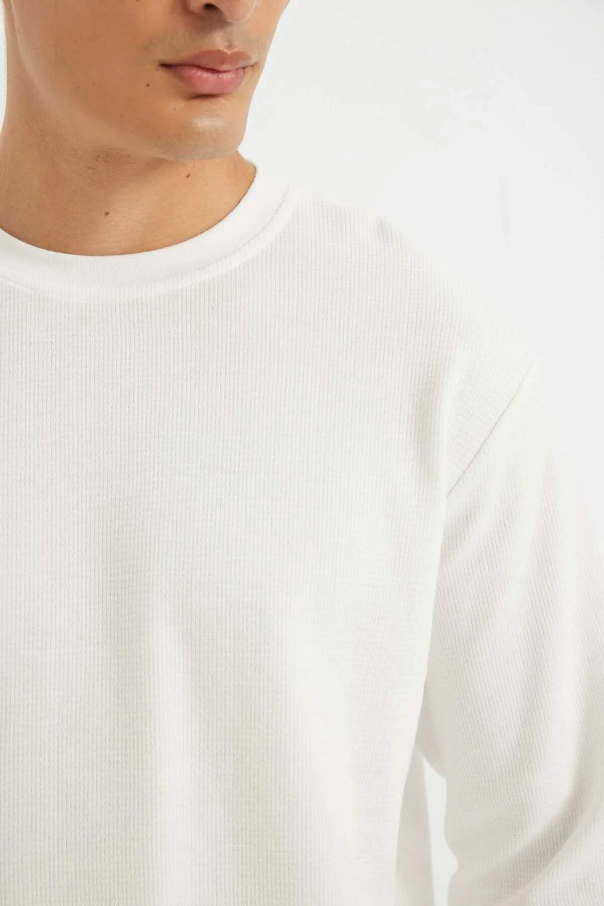 تی شرت مردانه عروسک دوچرخه مناسب Yaka Waffle Basic Sloove T Shirt D2801Ax24Au  Defacto