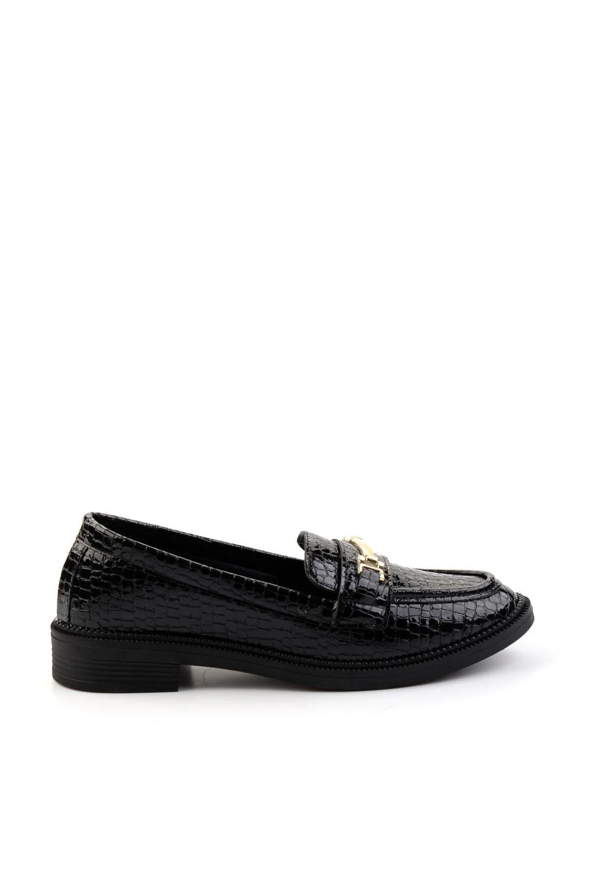 کفش زنانه چرمی سیاه Croco Loafer بامبی Bambi
