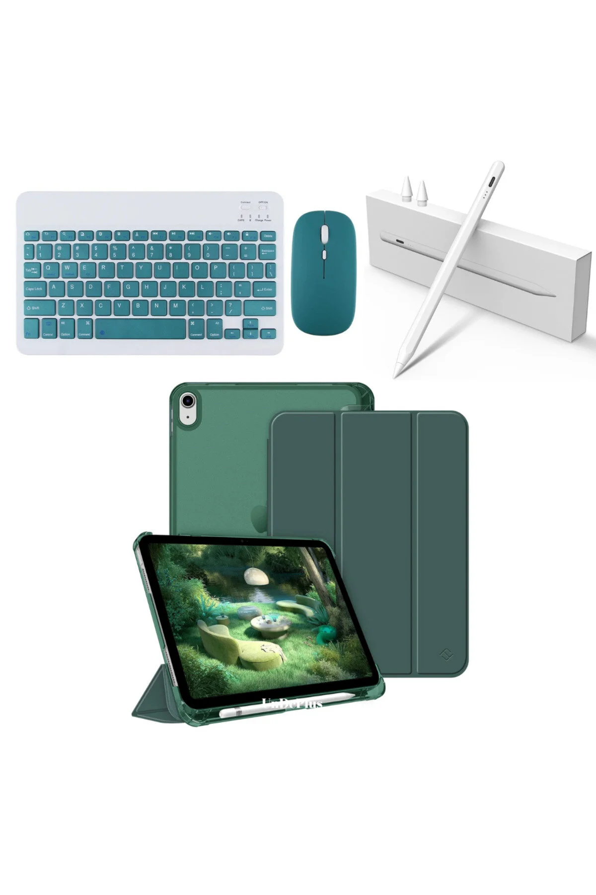 کاور تبلت APPLE IPAD 11TH A16 و 10TH 10.9 FLIP CASE سازگار سبز + ماوس صفحه کلید بلوتوث قلم Covpor