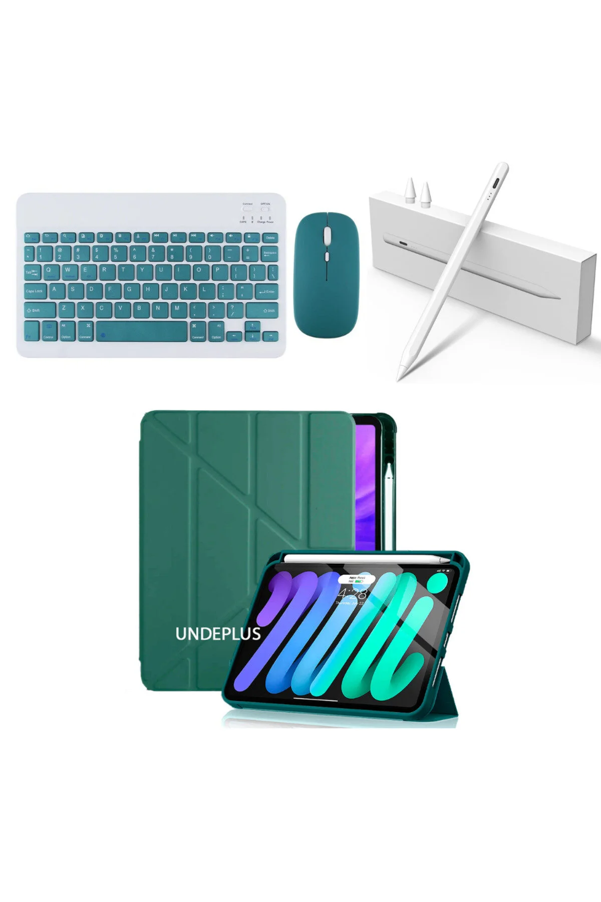 کاور تبلت APPLE IPAD 10TH 10.9 و 11TH A16 CASE ORIGAMI سازگار سبز تیره + صفحه کلید ماوس قلم Covpor