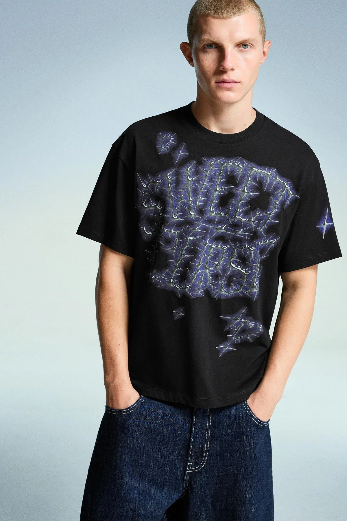 تی شرت T SHIRT با آستین کوتاه برشکا اورجینال Bershka