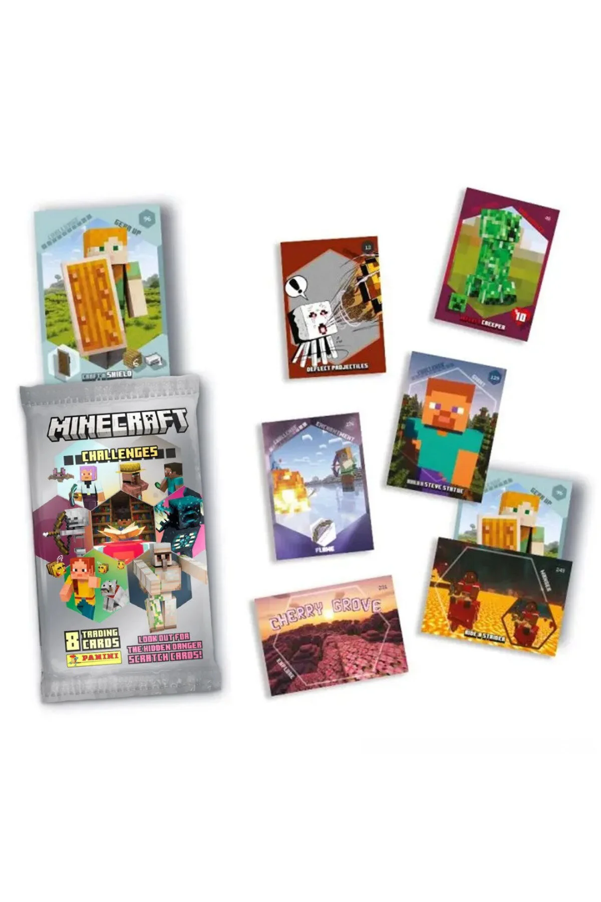 کارت بازی مجموعه تجاری دارای مجوز PANINI MINECRAFT CHALLENGES 1 PACK 8 Next Plus