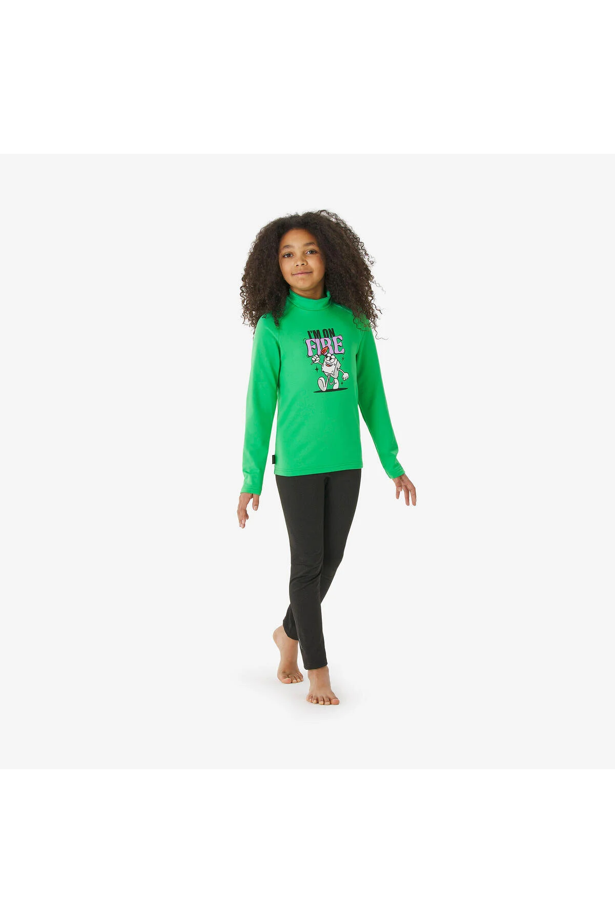 لباس زیر اسکی حرارتی WEDZE KIDS سبز طرح دار BL 500 دکتلون Decathlon