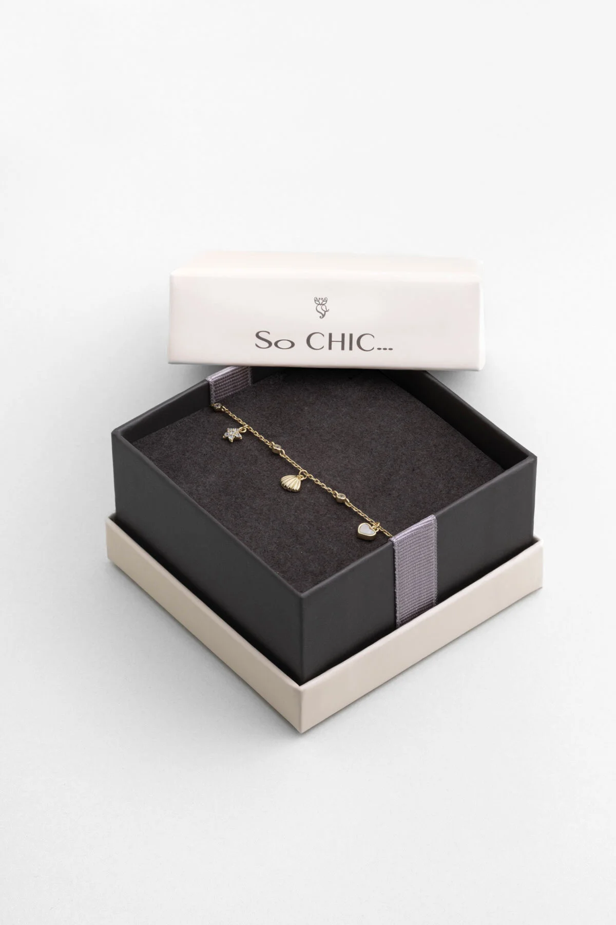 دستبند نقره ای آیکون های تابستانی 19 سانتی متری با روکش طلای زرد 18 عیار So Chic