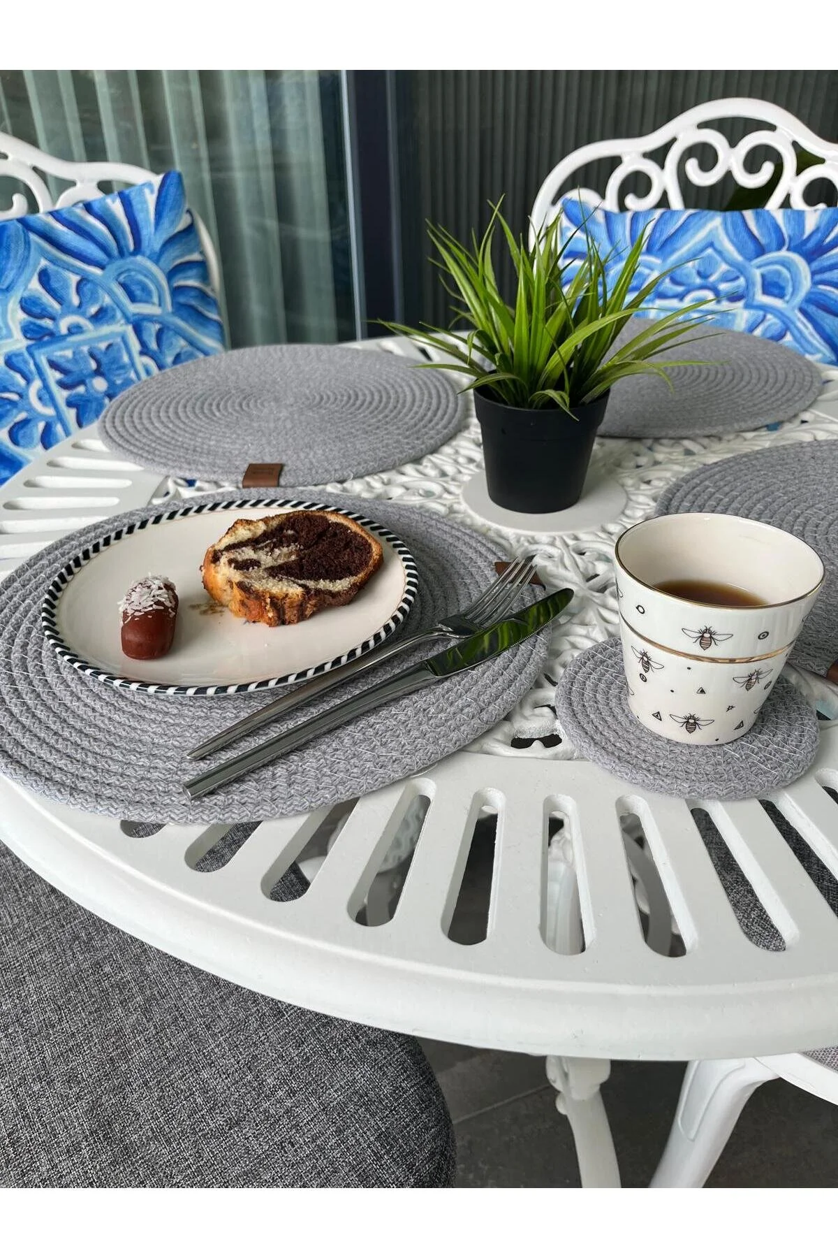 رانر و زیر بشقابی GREY WICKER SUPLA 2 خدمات آمریکایی طراحی جهیزیه شیک خط صفحه ارائه نمایش Tropikhome