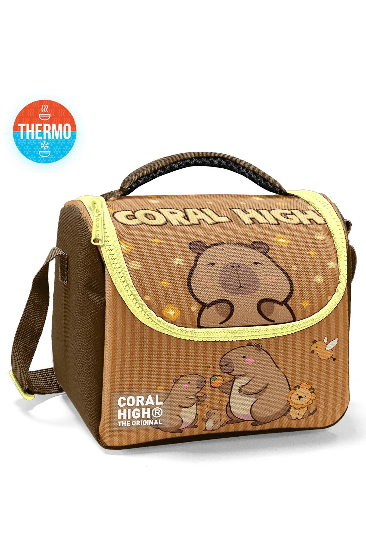 کیف ناهار جعبه نهار 11799 THERMO PATTERNED CAPYBARA KIDS Coral High