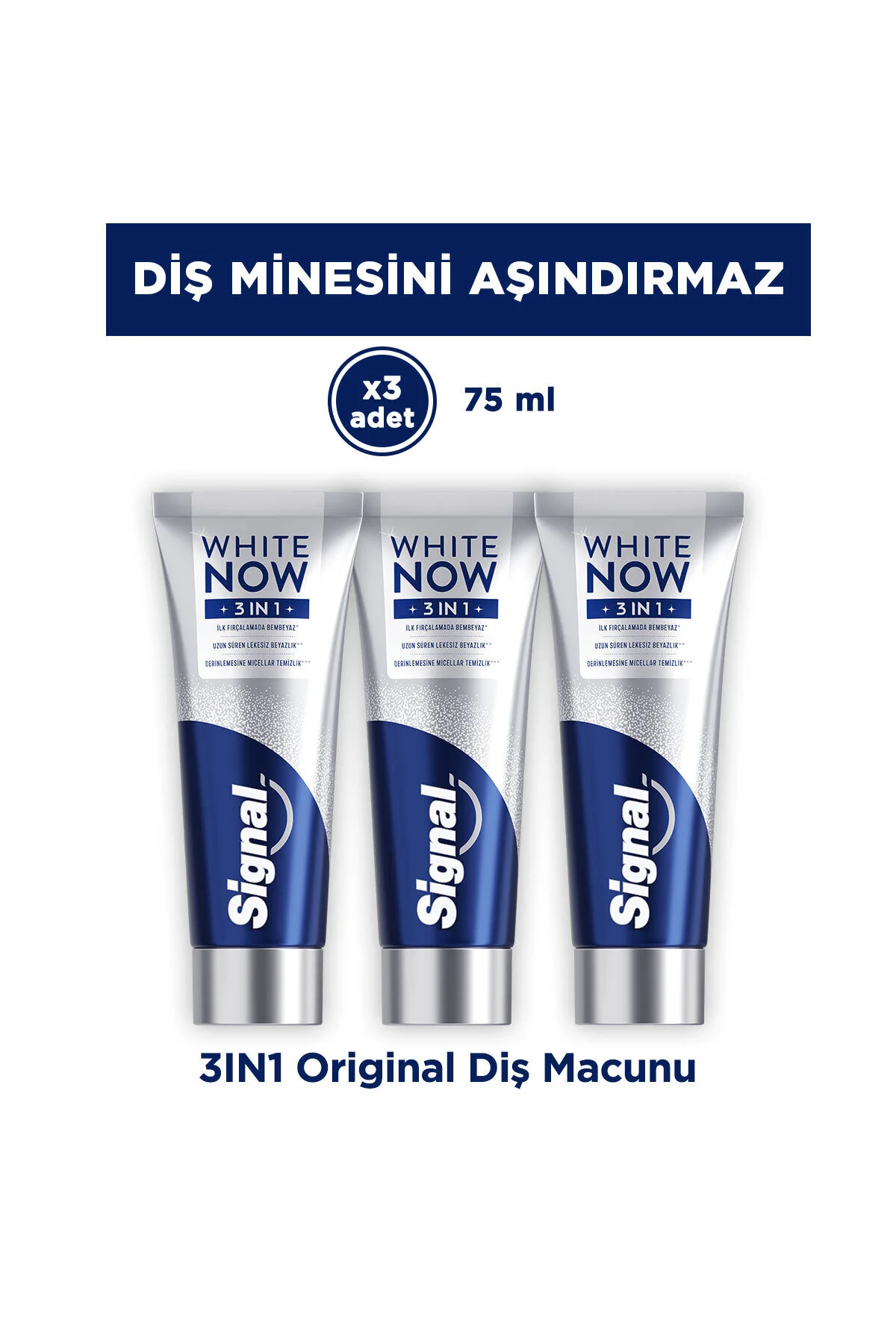 خمیردندان خمیر دندان WHITE NOW 3 IN 1 اصلی 75 ML X3 اورجینال Signal