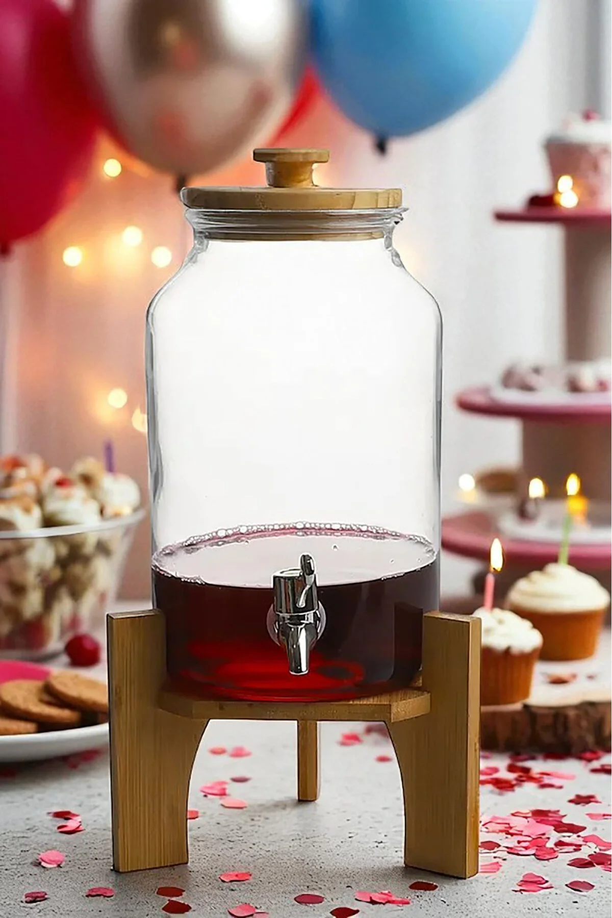پارچ و تنگ شیشه ای شربت با پوشش بامبو آلووارا ایستاده غرفه 4 لیتر Home