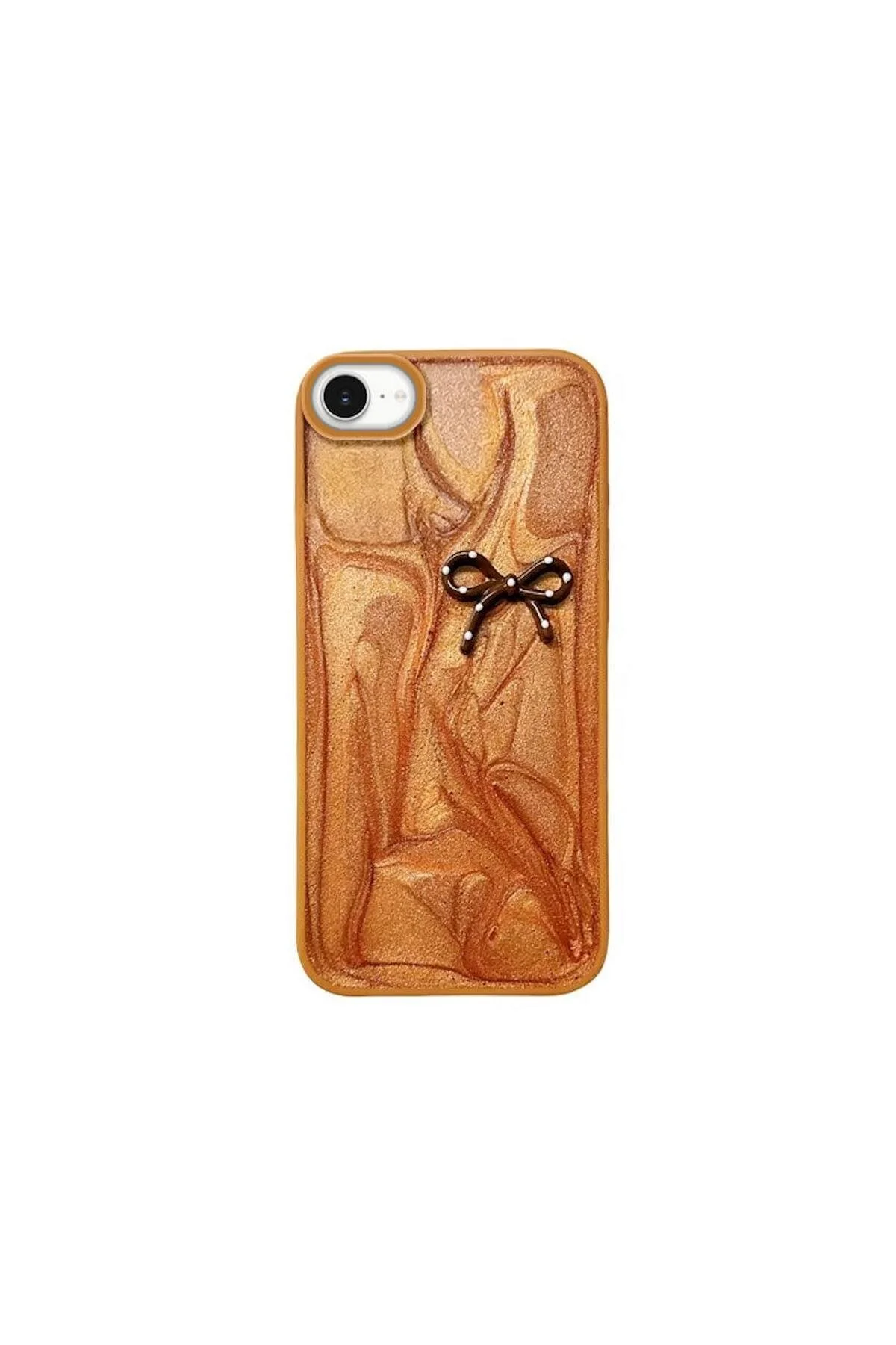 کاور و قاب سیلیکونی BOWKNOT APPLE IPHONE 16E سازگار با قهوه ای Pro Aksesuar
