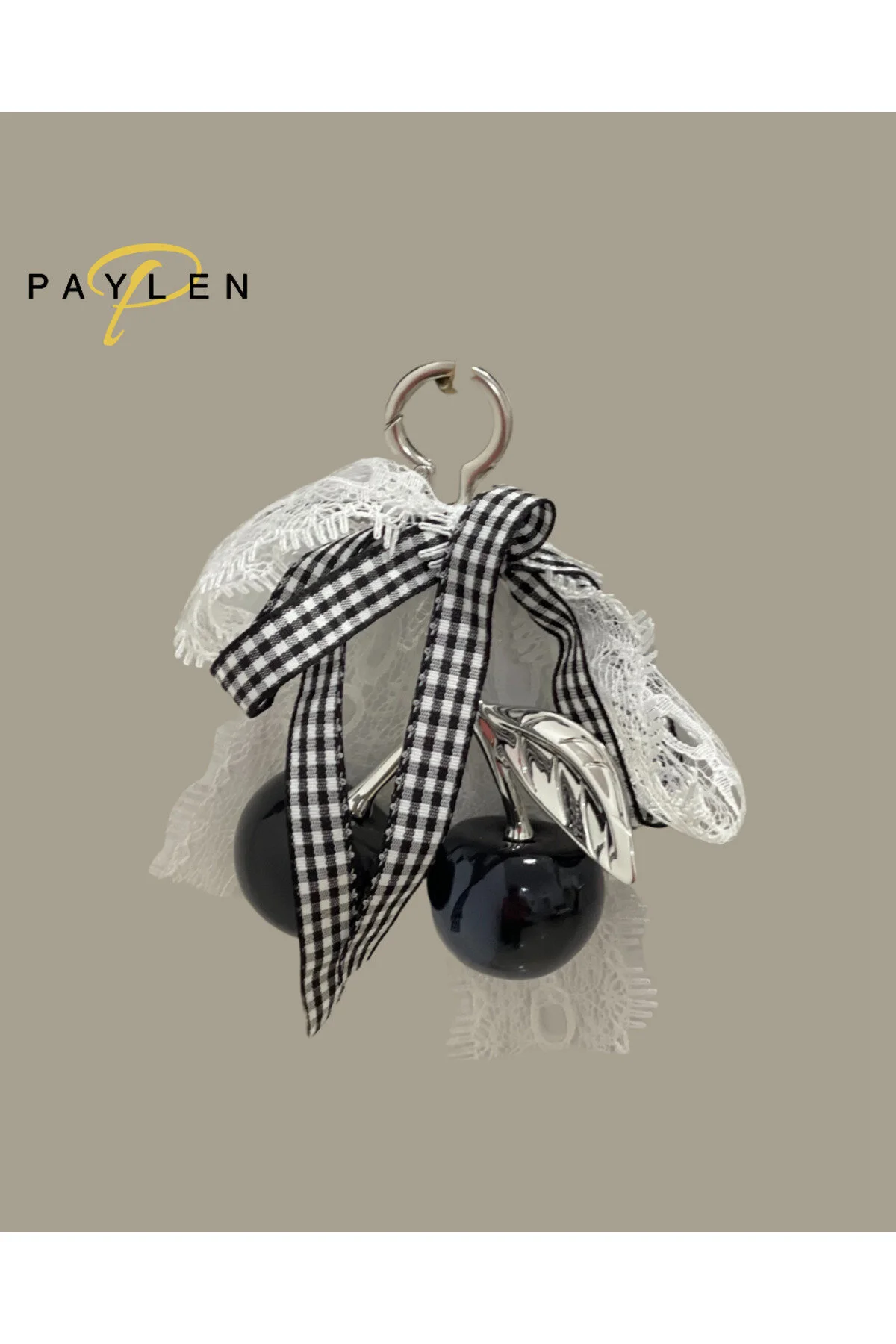 جلیقه کلید جاکلیدی و کیف گیلاسی مشکی با جزئیات روبان توری PAYLEN