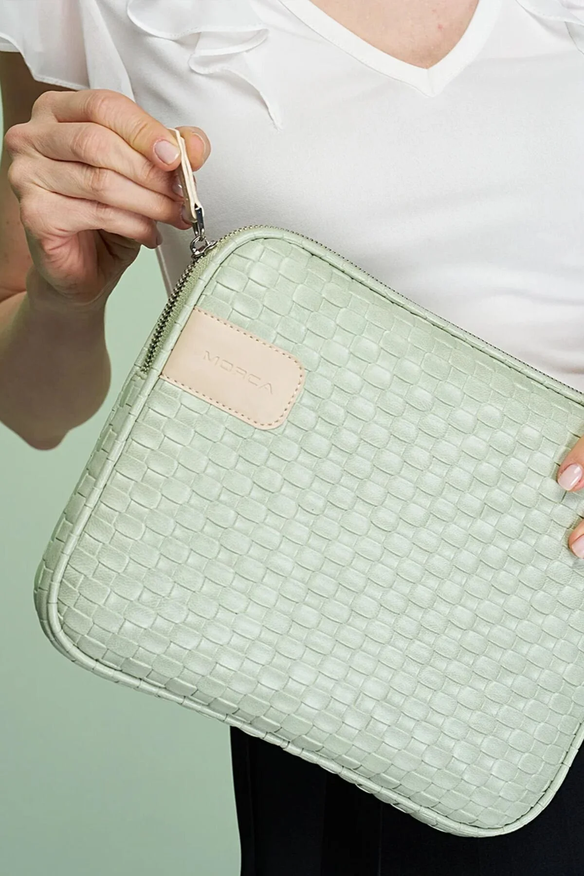 کاور تبلت IPAD AIR PRO &amp; GALAXY MATEPAD TABLET CASE 11 اینچی WICKER MINT GREEN mussen